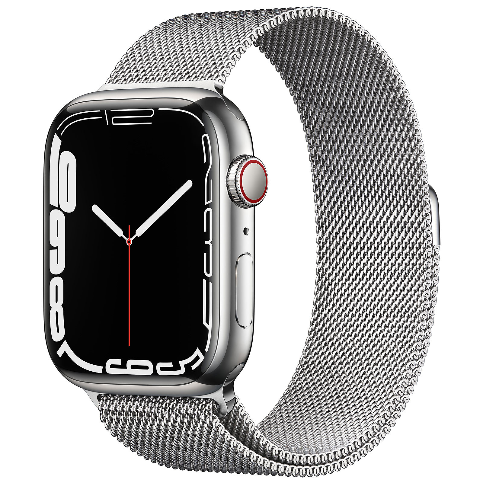 Apple Watch Series 7 GPS + Cellular Silver Stainless Argent Bracelet Milanese 45 mm - Montre connectee Apple