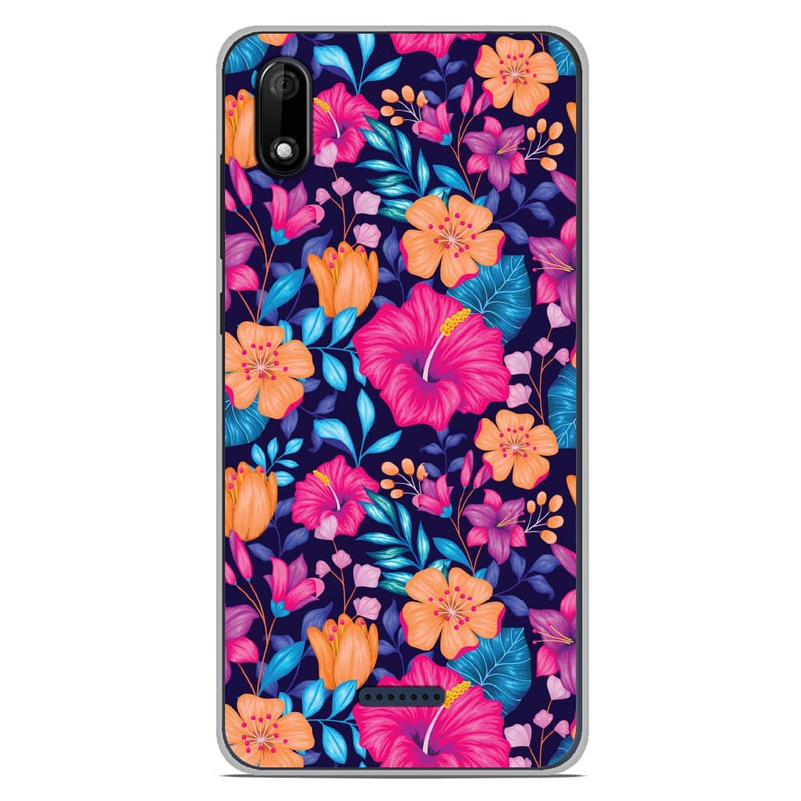 1001 Coques Coque silicone gel Wiko Y60 motif Fleurs Exotiques - Coque telephone 1001Coques