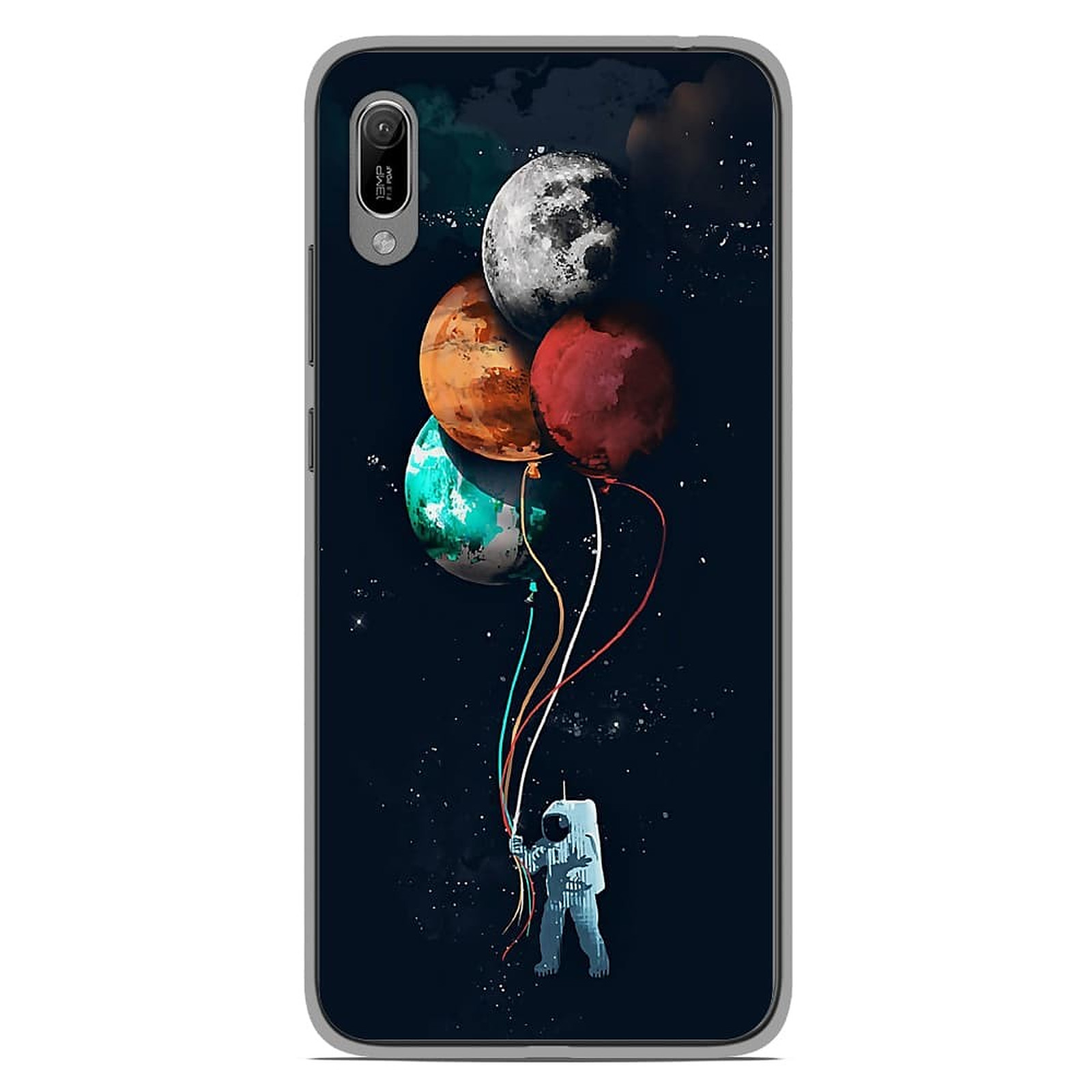 1001 Coques Coque silicone gel Huawei Y6 2019 motif Cosmonaute aux Ballons - Coque telephone 1001Coques