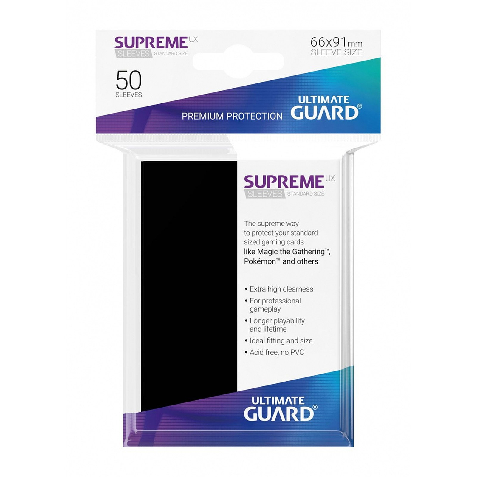 Ultimate Guard - 50 pochettes Supreme UX Sleeves taille standard Noir - Accessoire jeux Ultimate Guard