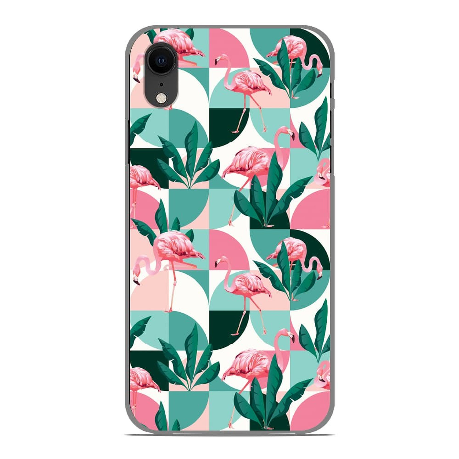 1001 Coques Coque silicone gel Apple iPhone XR motif Flamants Roses ge´ome´trique - Coque telephone 1001Coques
