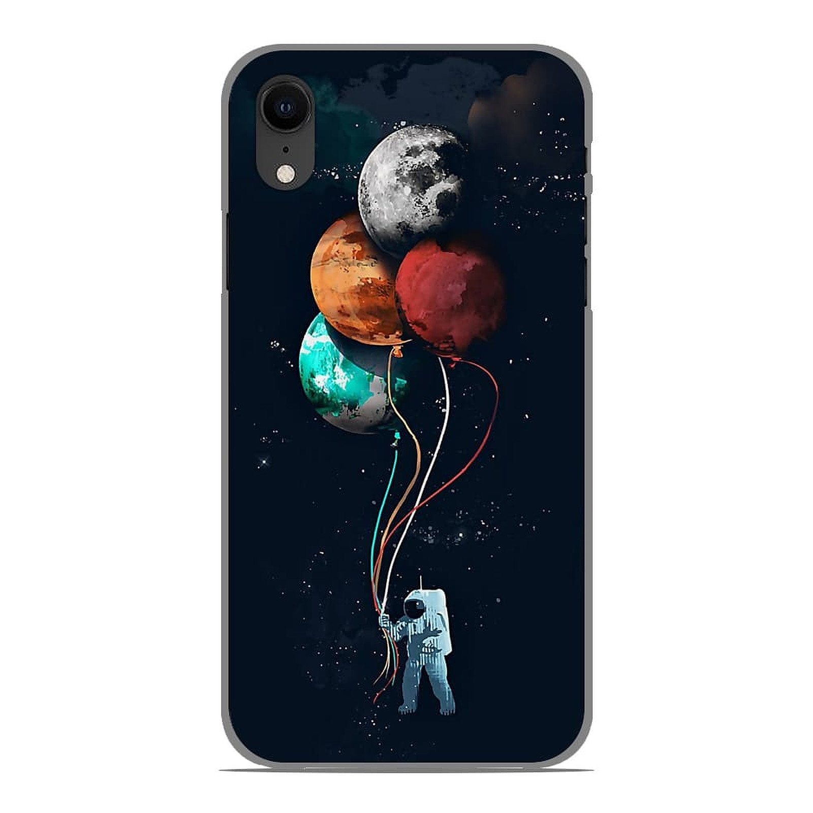 1001 Coques Coque silicone gel Apple iPhone XR motif Cosmonaute aux Ballons - Coque telephone 1001Coques