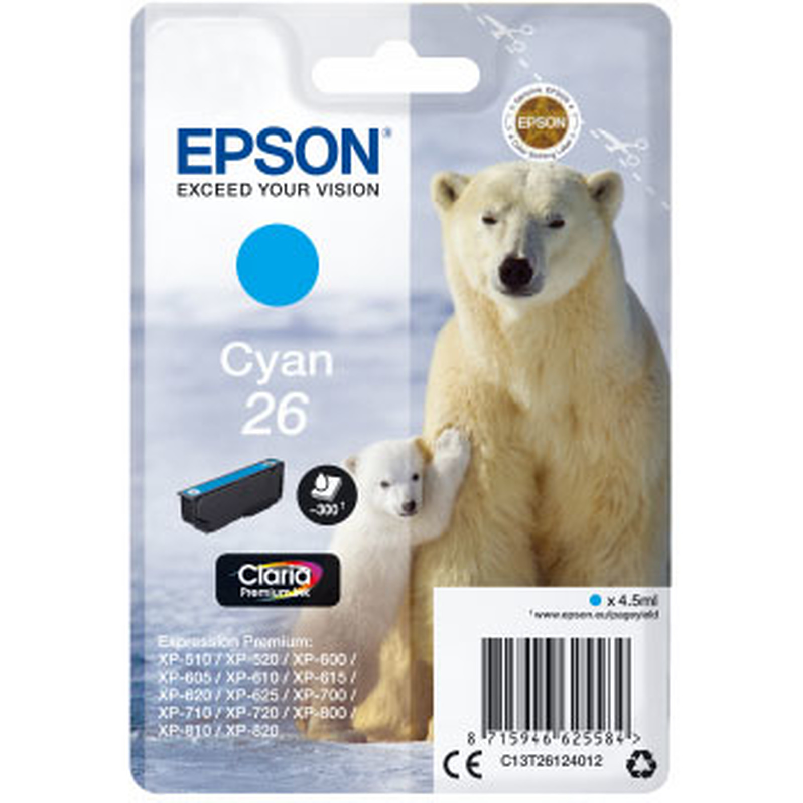 Epson Ours Polaire 26 Cyan - Cartouche imprimante Epson