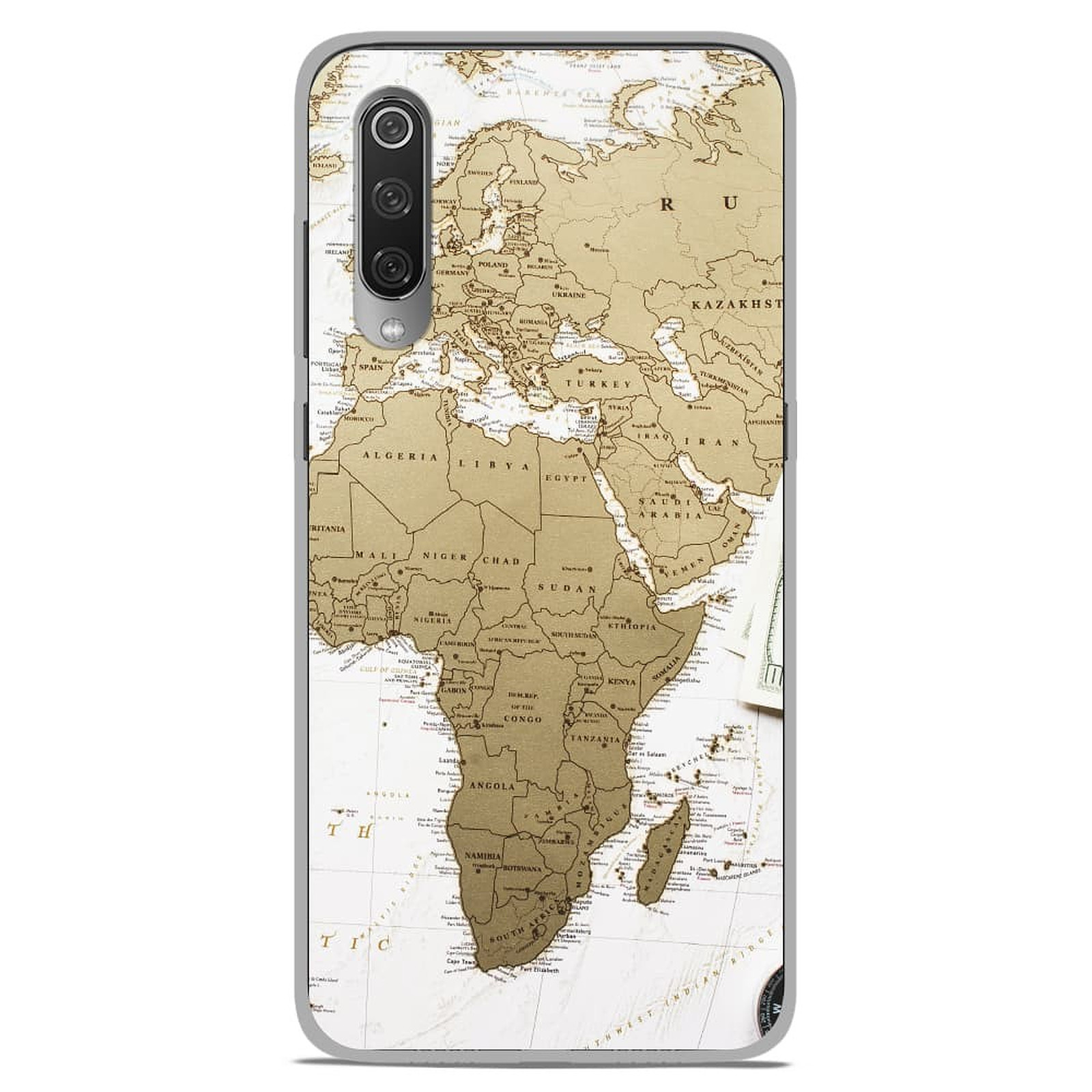1001 Coques Coque silicone gel Xiaomi Mi 9 / Mi 9 Pro motif Map Europe Afrique - Coque telephone 1001Coques