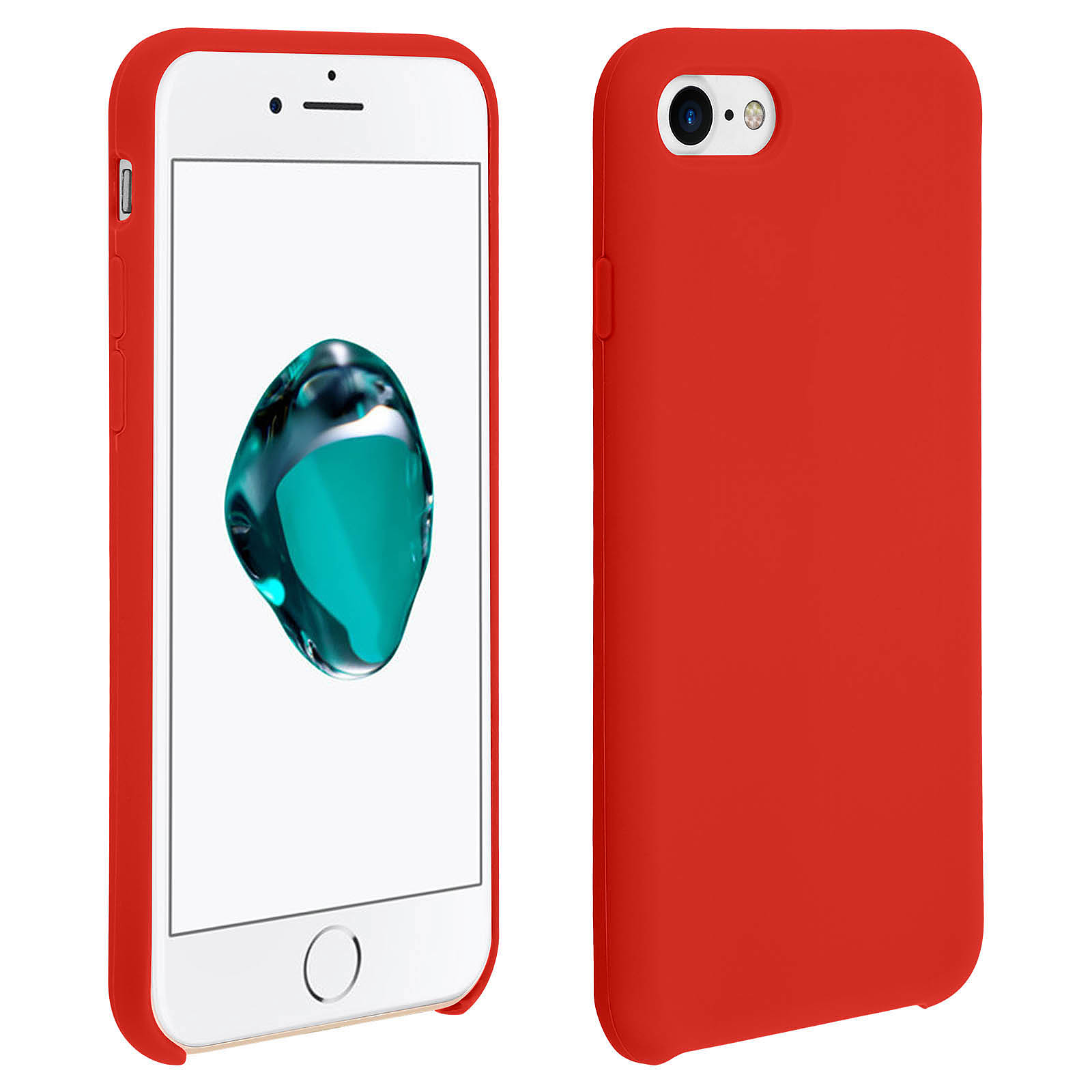 Avizar Coque iPhone SE 2022 / 2020 et 8 / 7 Souple Soft Touch Anti-rayures Rouge - Coque telephone Avizar