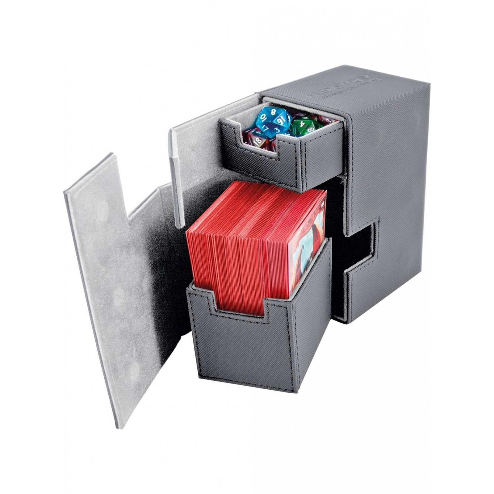 Ultimate Guard - Boite pour cartes Flip'n'Tray Deck Case 80+ taille standard XenoSkin Gris - Accessoire jeux Ultimate Guard