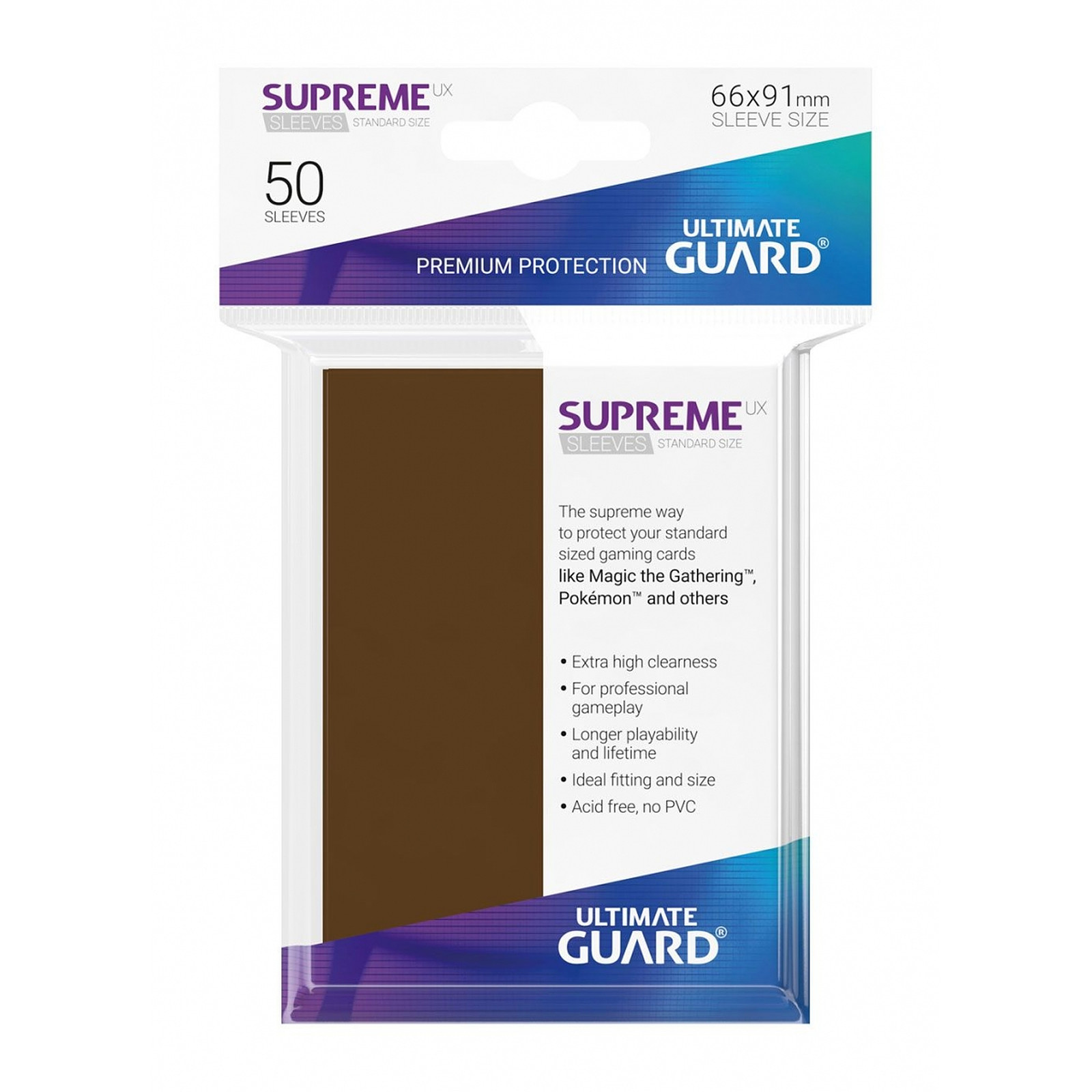 Ultimate Guard - 50 pochettes Supreme UX Sleeves taille standard Marron - Accessoire jeux Ultimate Guard