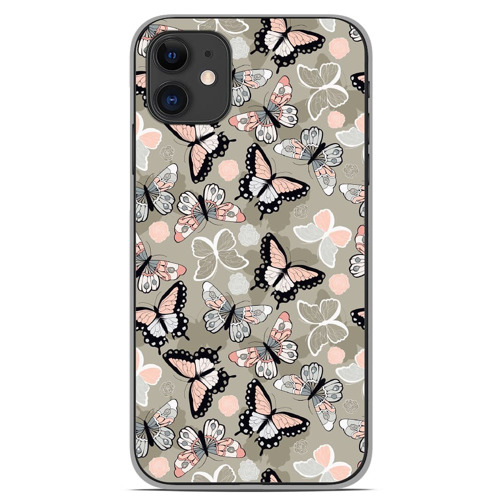 1001 Coques Coque silicone gel Apple iPhone 11 motif Papillons Vintage - Coque telephone 1001Coques