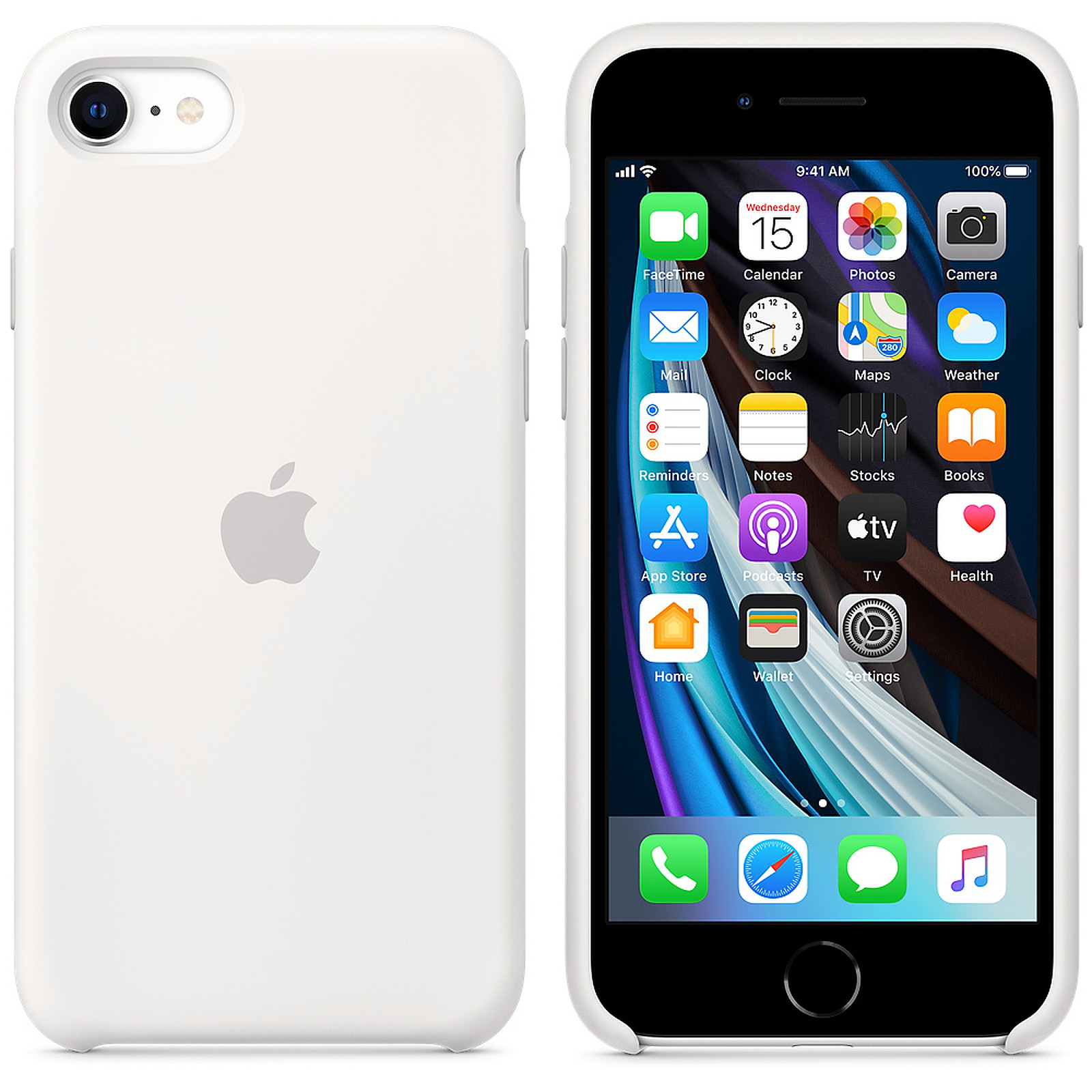 Apple Coque en silicone Blanc Apple iPhone SE - Coque telephone Apple