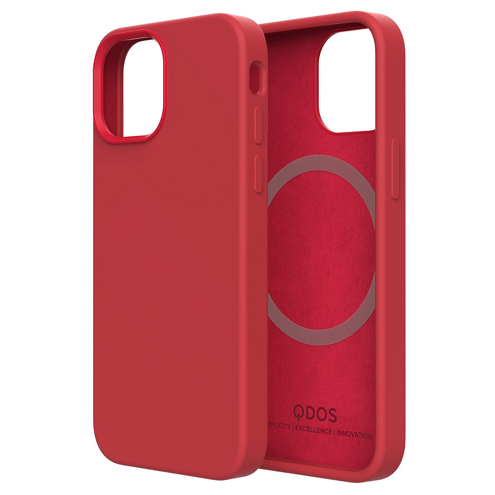 QDOS Case Touch Pure avec Snap Rouge pour iPhone 13 mini - Coque telephone Qdos
