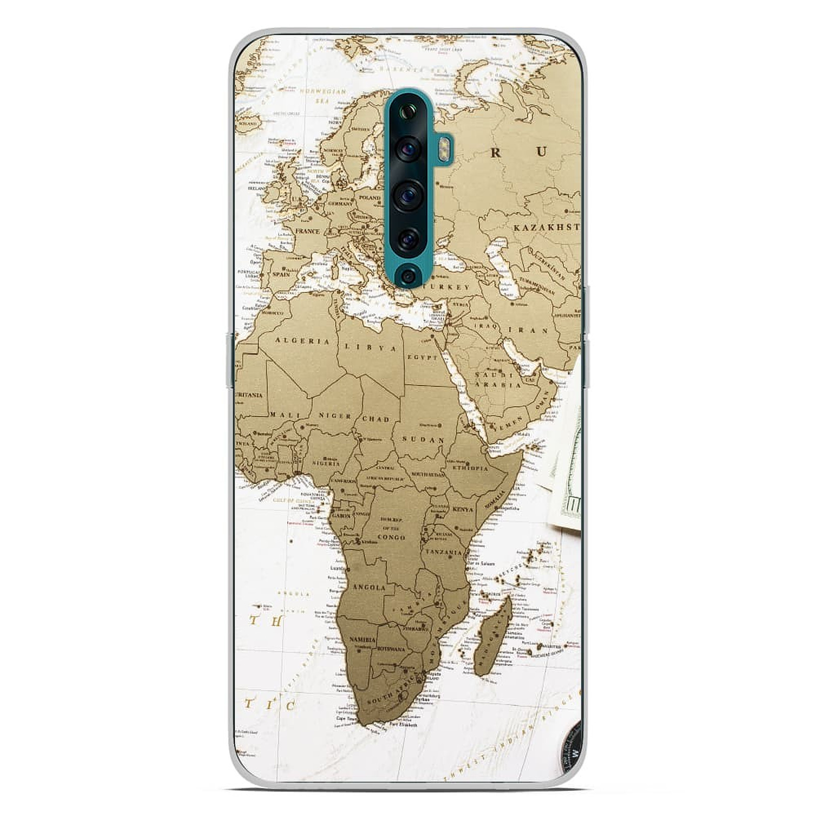 1001 Coques Coque silicone gel Oppo Reno 2Z motif Map Europe Afrique - Coque telephone 1001Coques