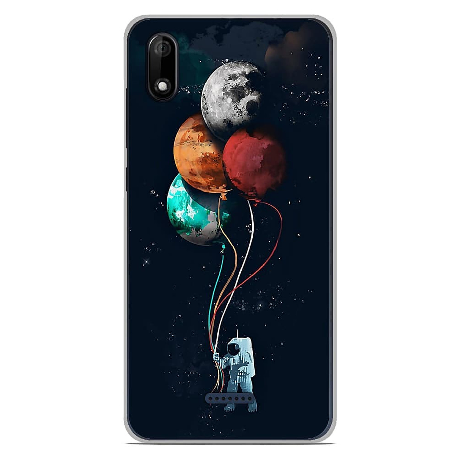 1001 Coques Coque silicone gel Wiko Y50 motif Cosmonaute aux Ballons - Coque telephone 1001Coques