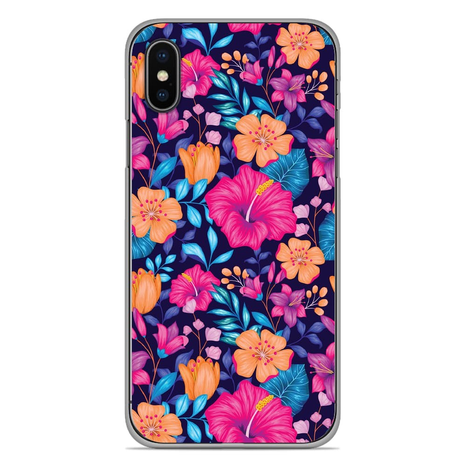 1001 Coques Coque silicone gel Apple iPhone X / XS motif Fleurs Exotiques - Coque telephone 1001Coques