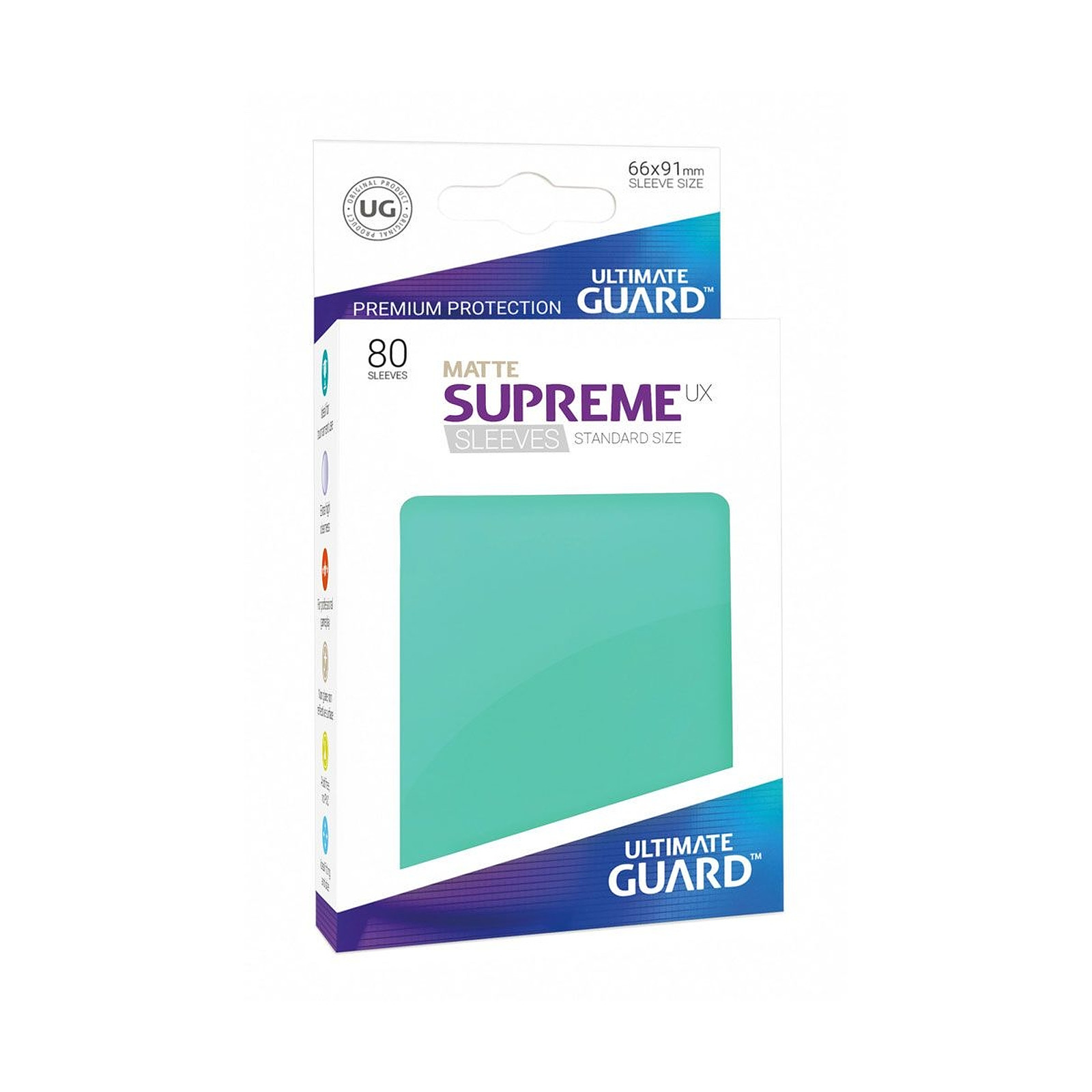Ultimate Guard - 80 pochettes Supreme UX Sleeves taille standard Turquoise Mat - Accessoire jeux Ultimate Guard