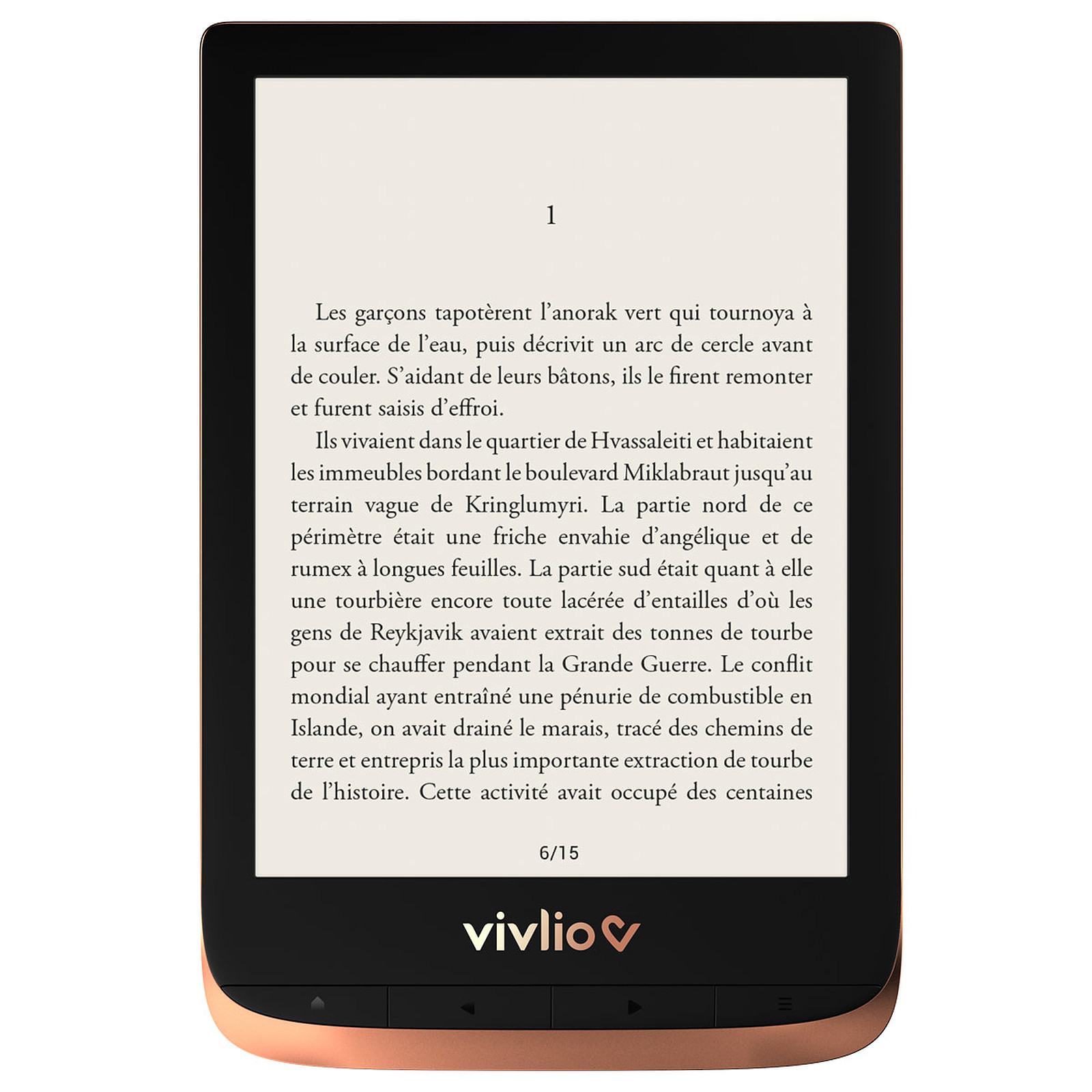 Vivlio Touch HD Plus Cuivre/Noir + Pack d'eBooks OFFERT - Liseuse eBook Vivlio