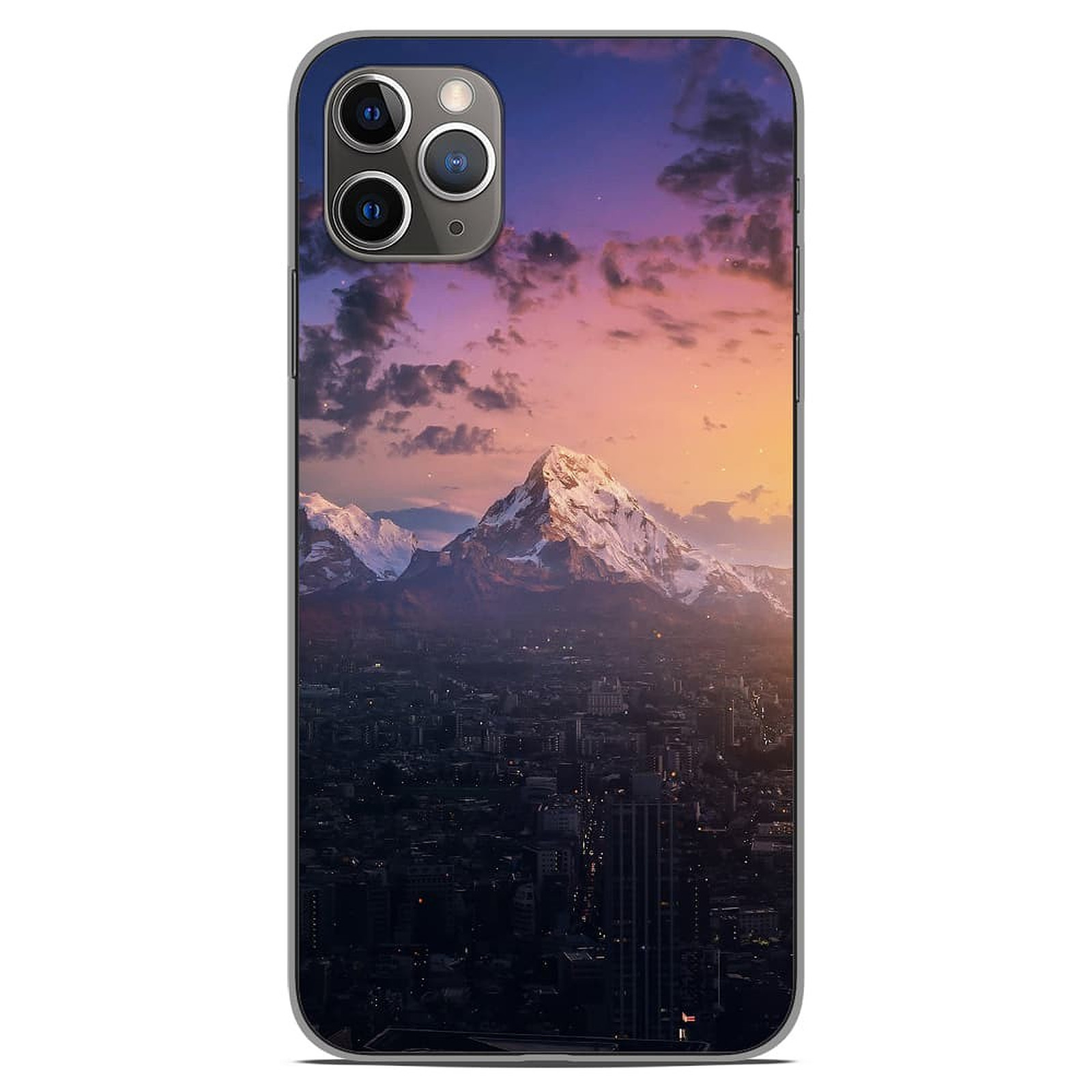 1001 Coques Coque silicone gel Apple iPhone 11 Pro Max motif Montagnes urbaines - Coque telephone 1001Coques