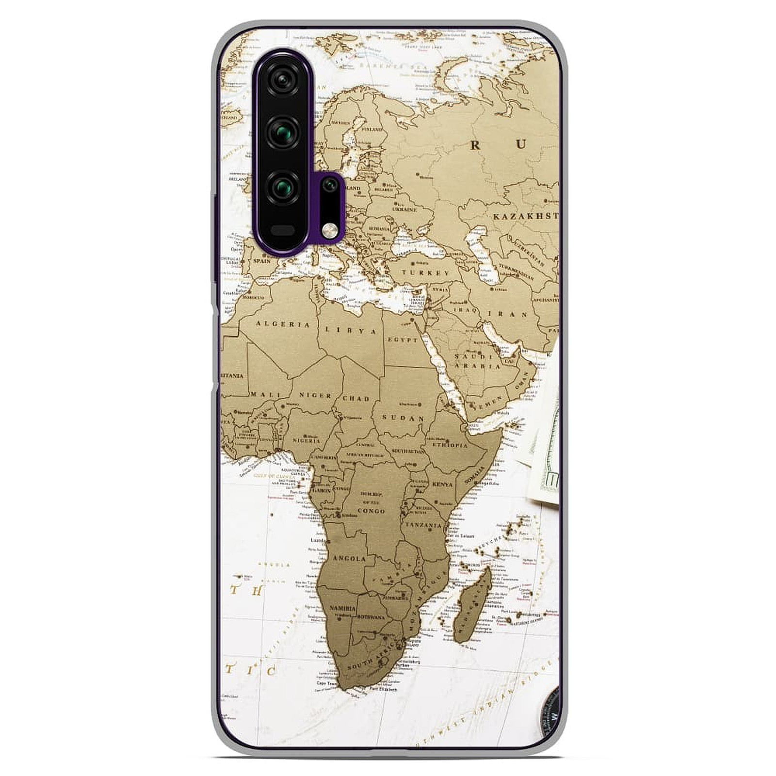1001 Coques Coque silicone gel Huawei Honor 20 Pro motif Map Europe Afrique - Coque telephone 1001Coques