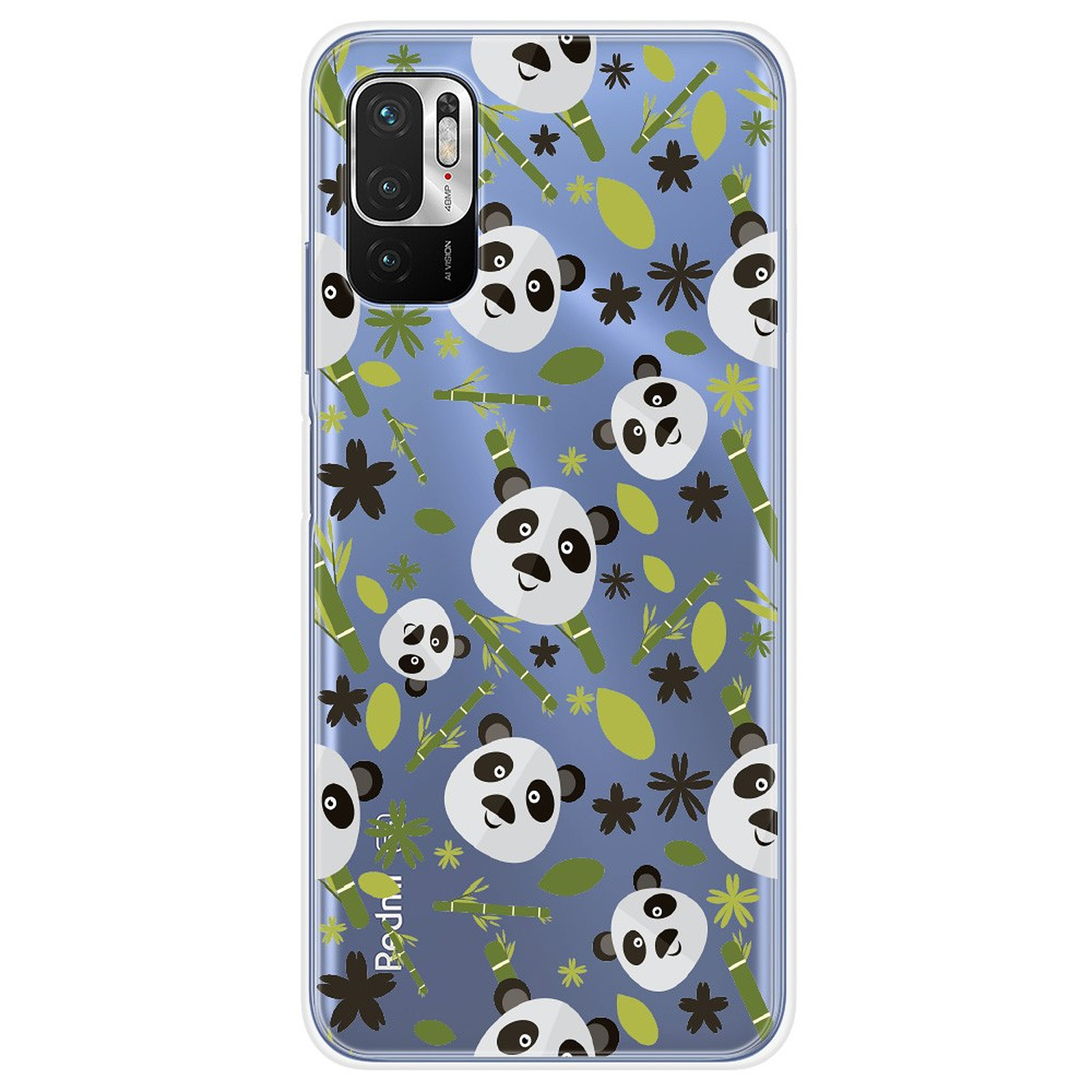 1001 Coques Coque silicone gel compatible Xiaomi Redmi Note 10 5G motif Pandas et Bambou - Coque telephone 1001Coques