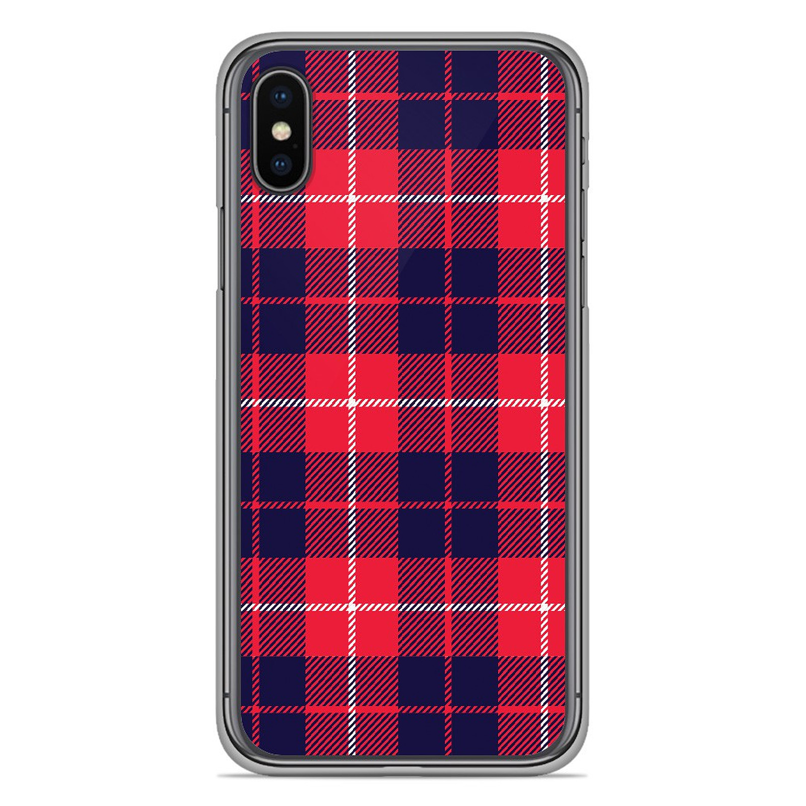 1001 Coques Coque silicone gel Apple iPhone XS Max motif Tartan Rouge 2 - Coque telephone 1001Coques