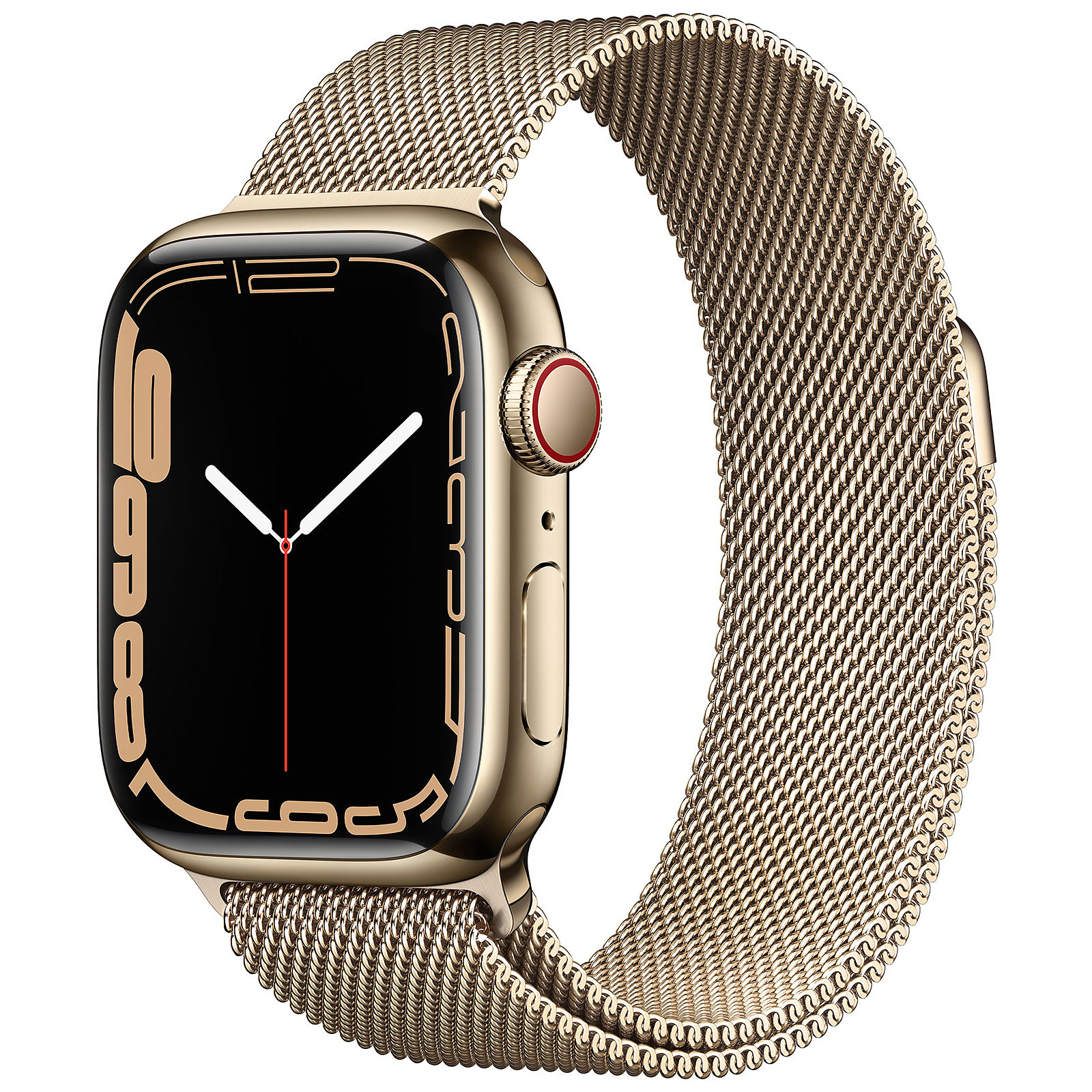 Apple Watch Series 7 GPS + Cellular Gold Stainless Or Bracelet Milanese 41 mm - Montre connectee Apple