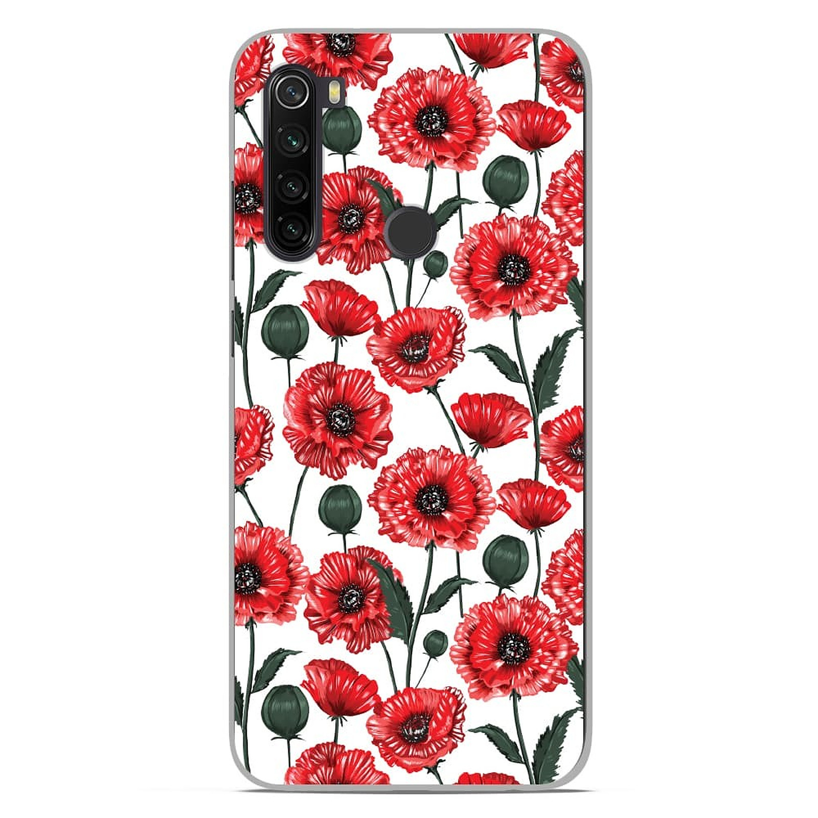1001 Coques Coque silicone gel Xiaomi Redmi Note 8T motif Fleurs de Pavot - Coque telephone 1001Coques