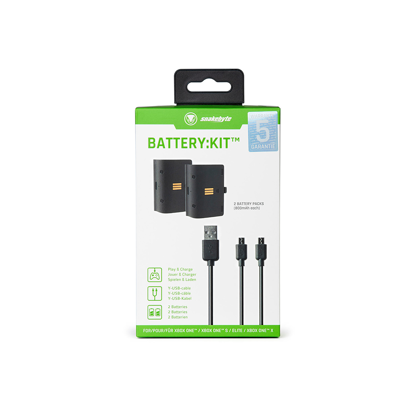 snakebyte - Pack 2 batteries rechargeables xbox one noires - Accessoires Xbox One Snakebyte