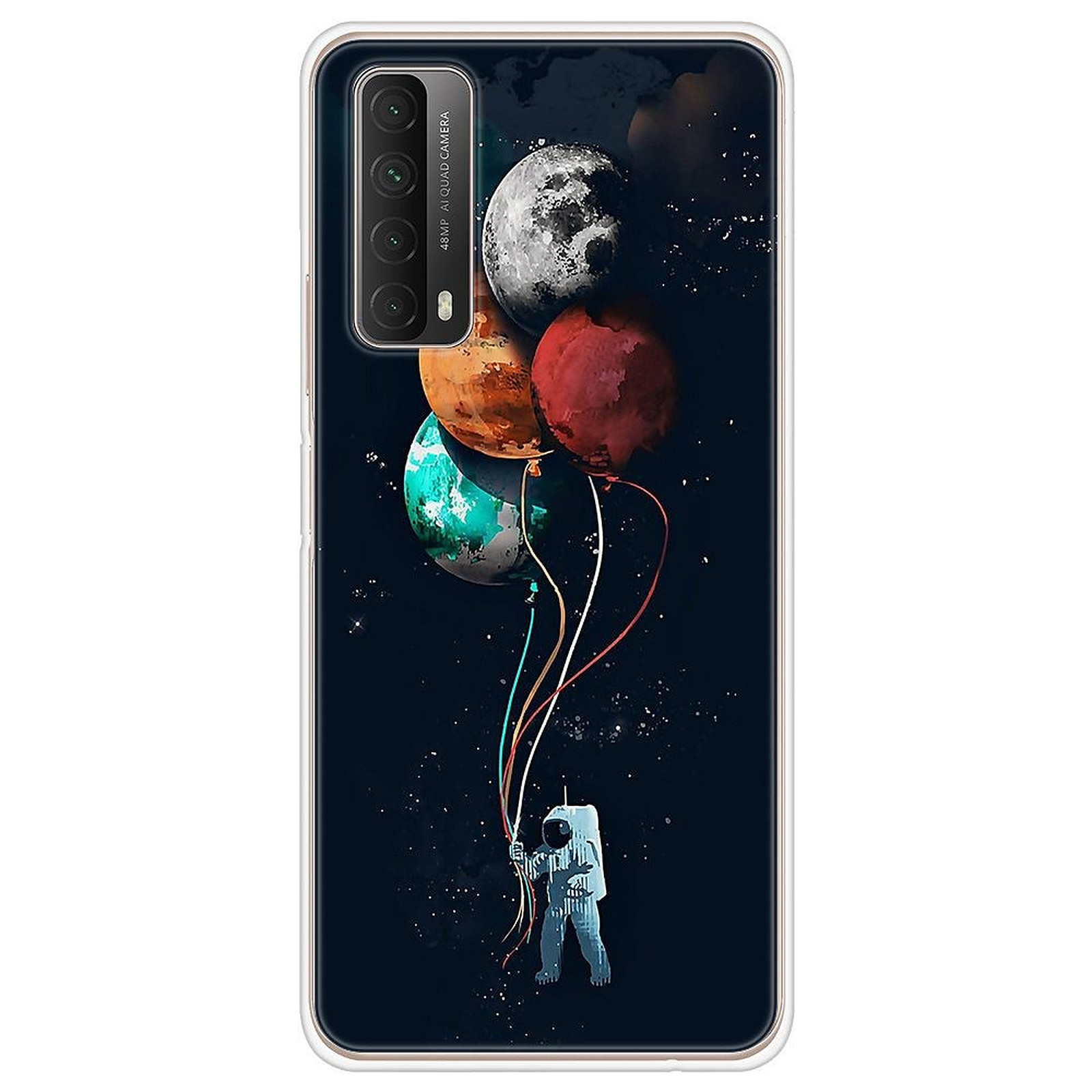 1001 Coques Coque silicone gel Huawei P Smart 2021 motif Cosmonaute aux Ballons - Coque telephone 1001Coques