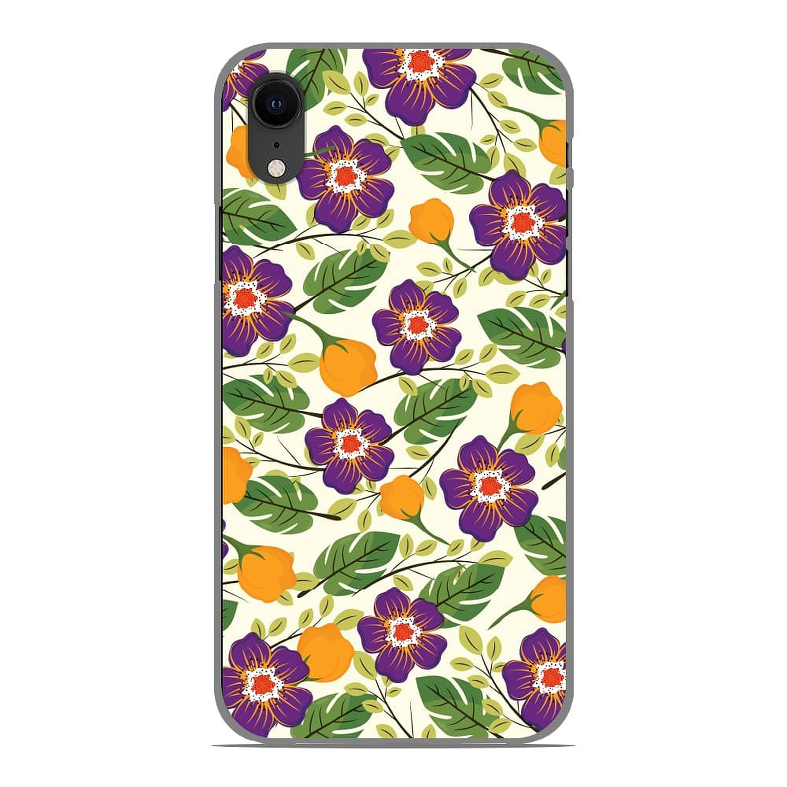 1001 Coques Coque silicone gel Apple iPhone XR motif Fleurs Violettes - Coque telephone 1001Coques