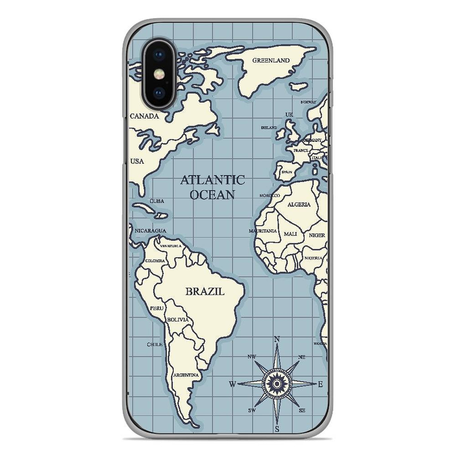 1001 Coques Coque silicone gel Apple iPhone X / XS motif Map vintage - Coque telephone 1001Coques