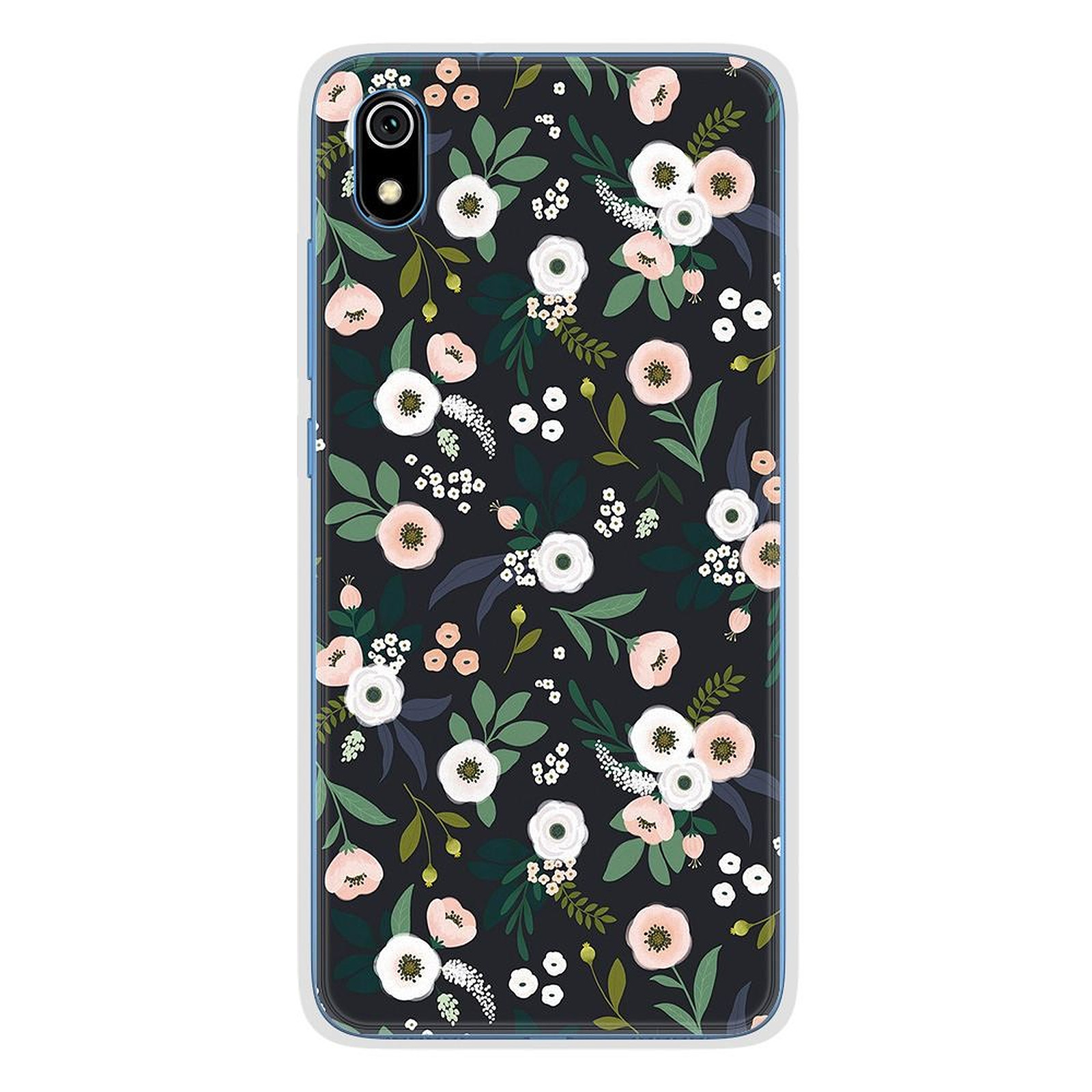 1001 Coques Coque silicone gel Xiaomi Redmi 7A motif Flowers Noir - Coque telephone 1001Coques