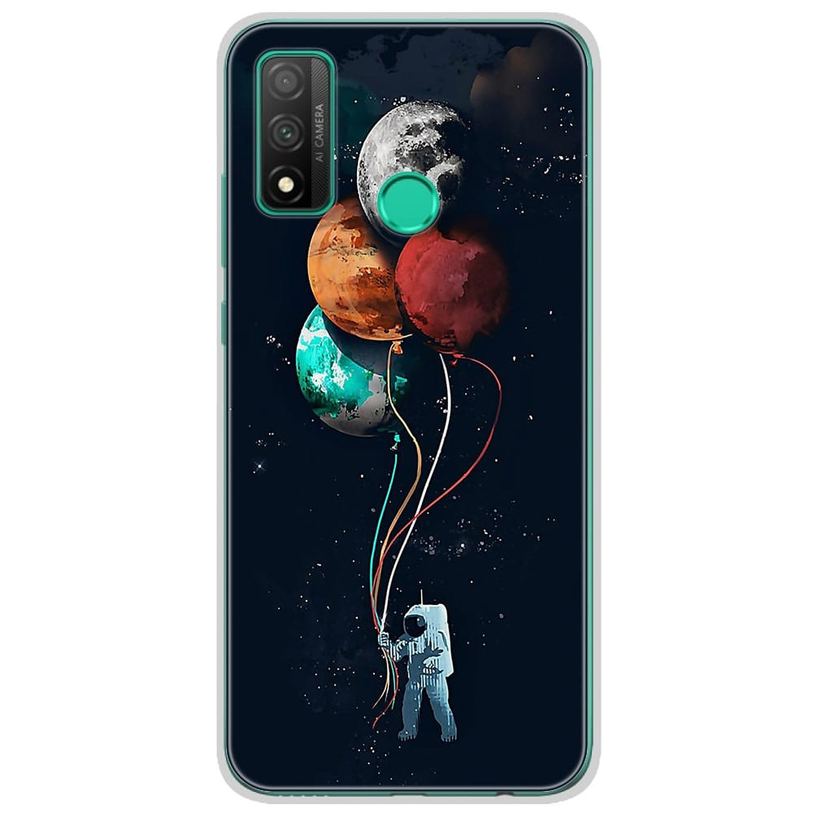 1001 Coques Coque silicone gel Huawei P Smart 2020 motif Cosmonaute aux Ballons - Coque telephone 1001Coques