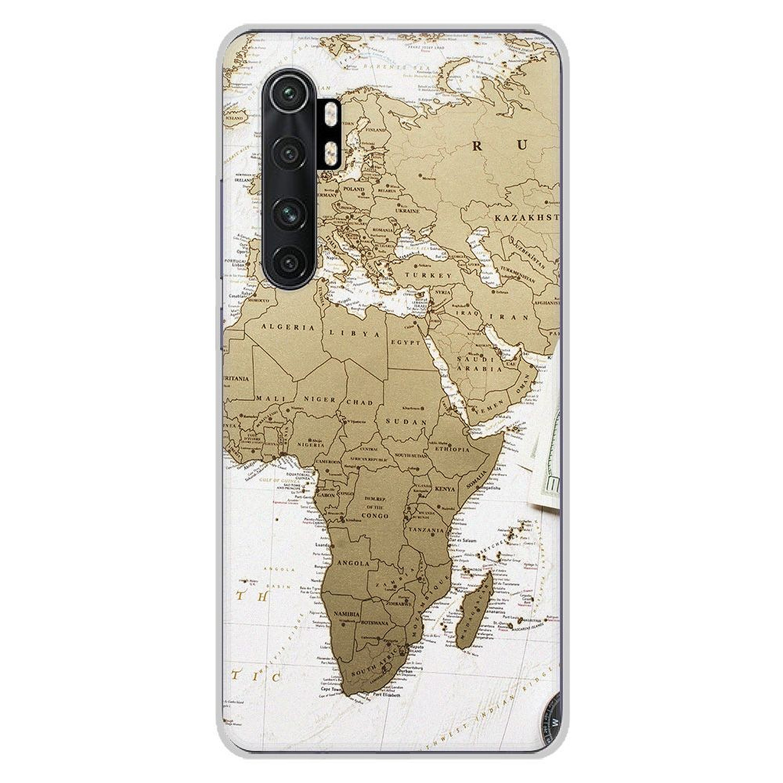 1001 Coques Coque silicone gel Xiaomi Mi Note 10 lite motif Map Europe Afrique - Coque telephone 1001Coques