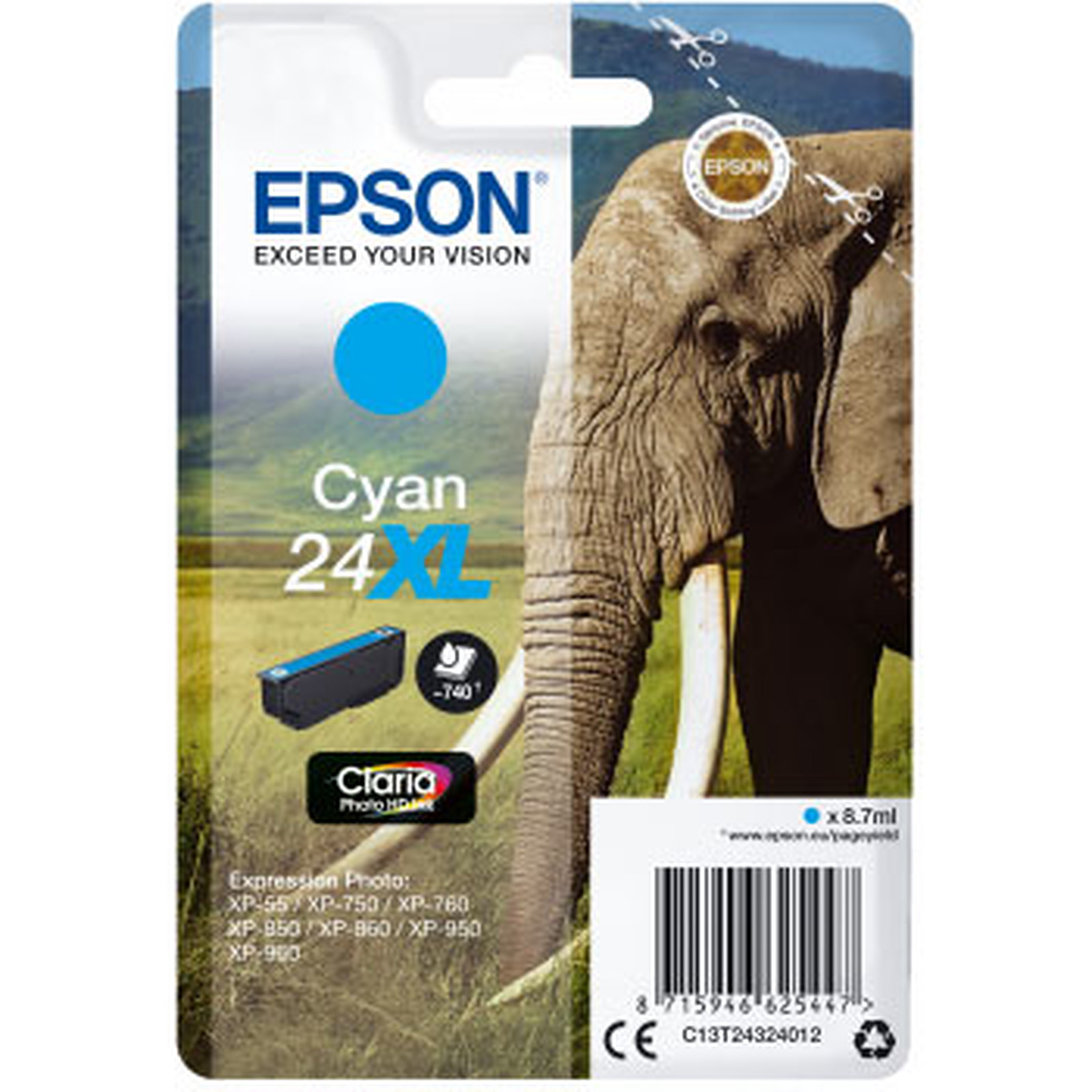 Epson Elephant 24XL Cyan - Cartouche imprimante Epson