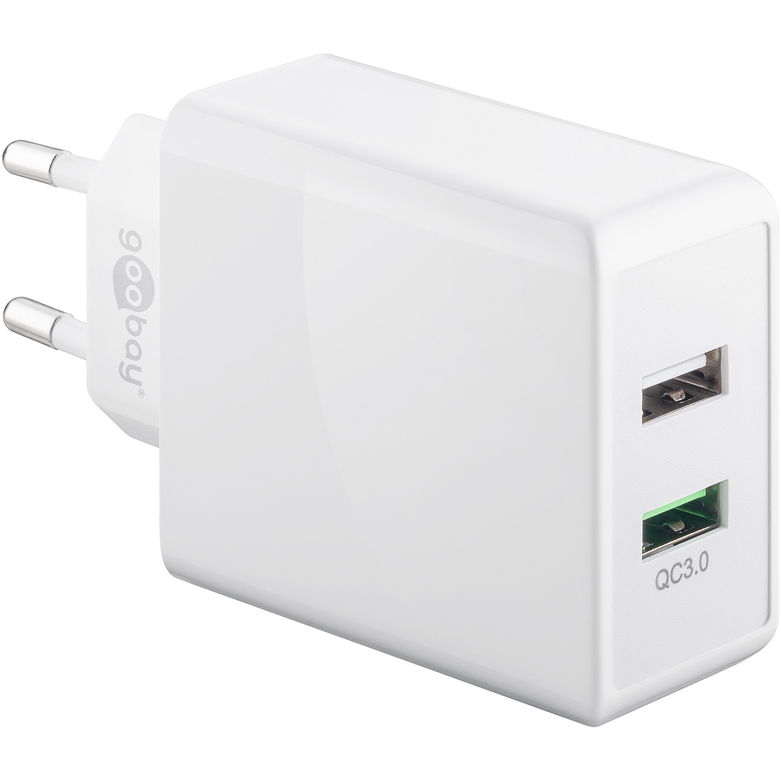 Goobay-Double chargeur rapide USB QC3.0 28W Blanc - Chargeur telephone Goobay
