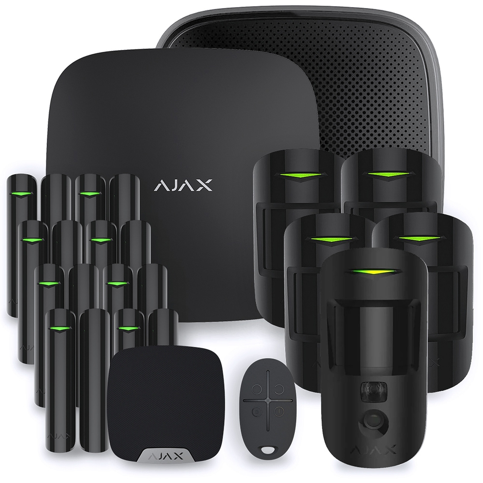 Pack Ajax - Alarme maison Hub 2 Plus Noir - Kit 6 Ajax System - Kit alarme Ajax Systems