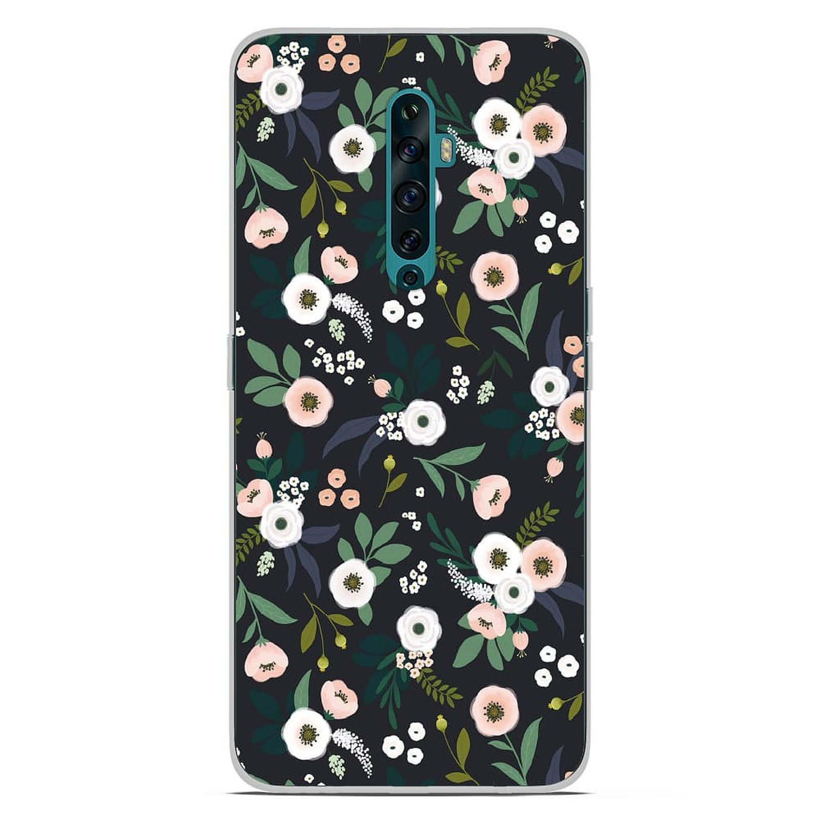 1001 Coques Coque silicone gel Oppo Reno 2Z motif Flowers Noir - Coque telephone 1001Coques