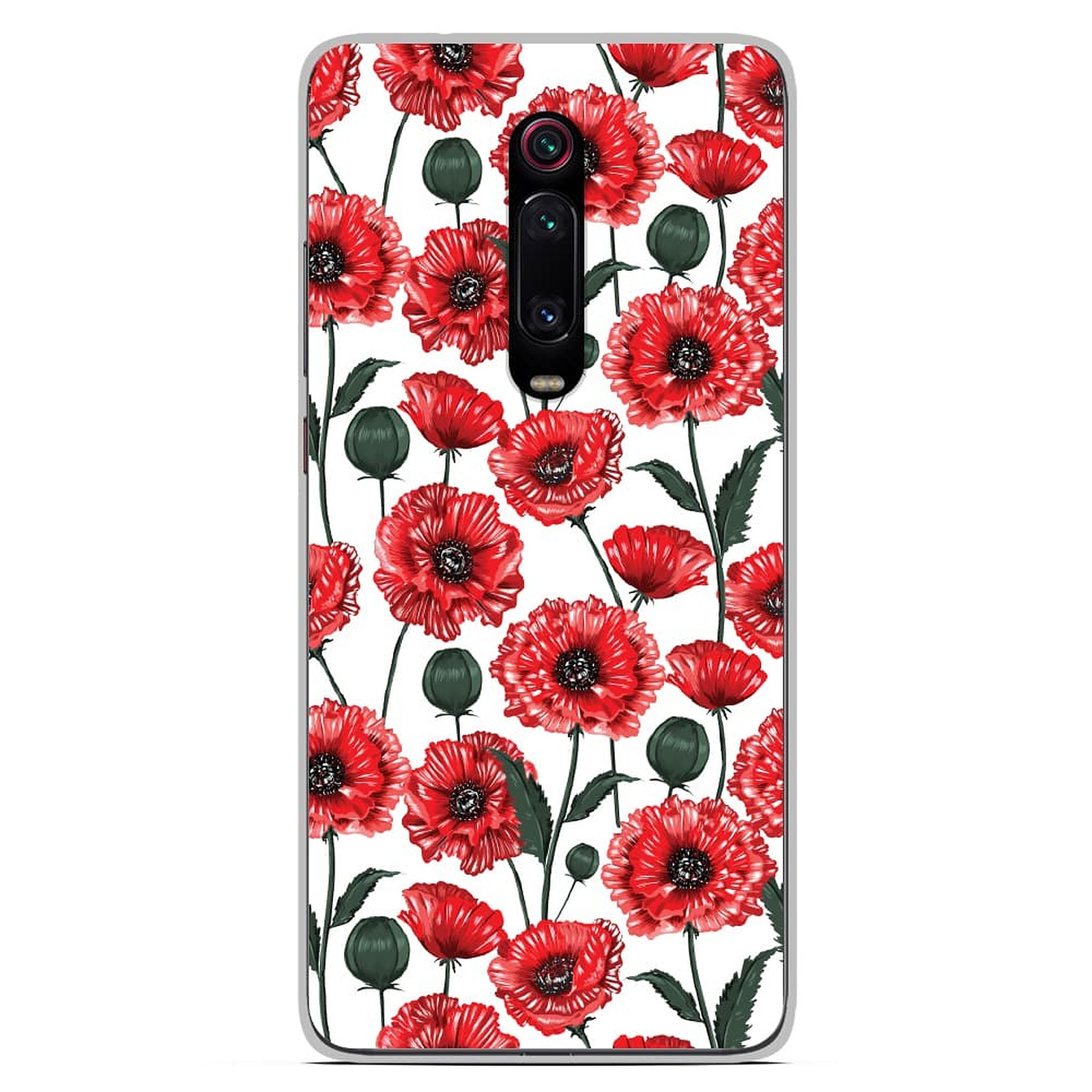 1001 Coques Coque silicone gel Xiaomi Mi 9T motif Fleurs de Pavot - Coque telephone 1001Coques