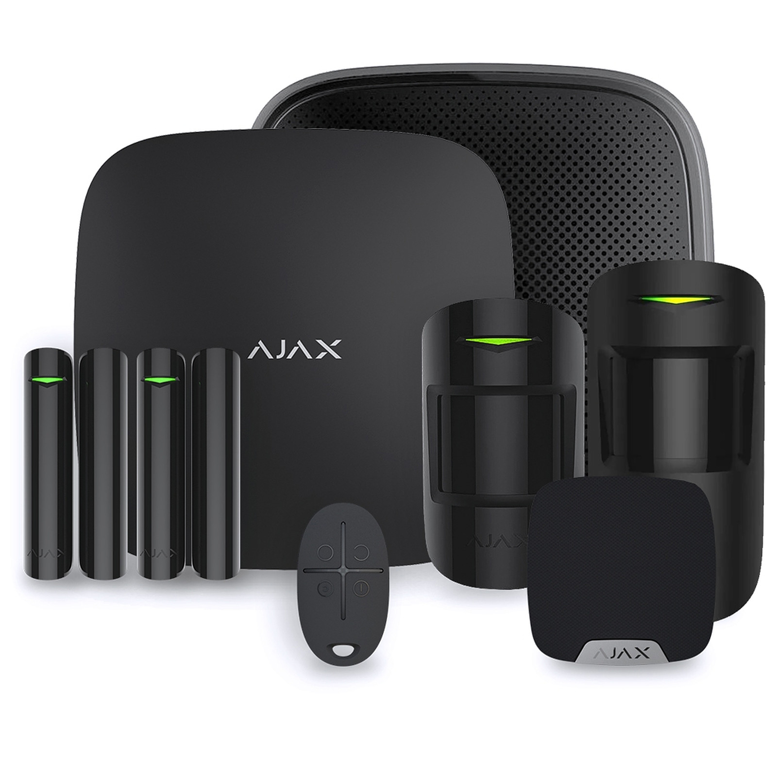 Pack Ajax - Alarme maison Hub 2 Noir - Kit 3 Ajax System - Kit alarme Ajax Systems