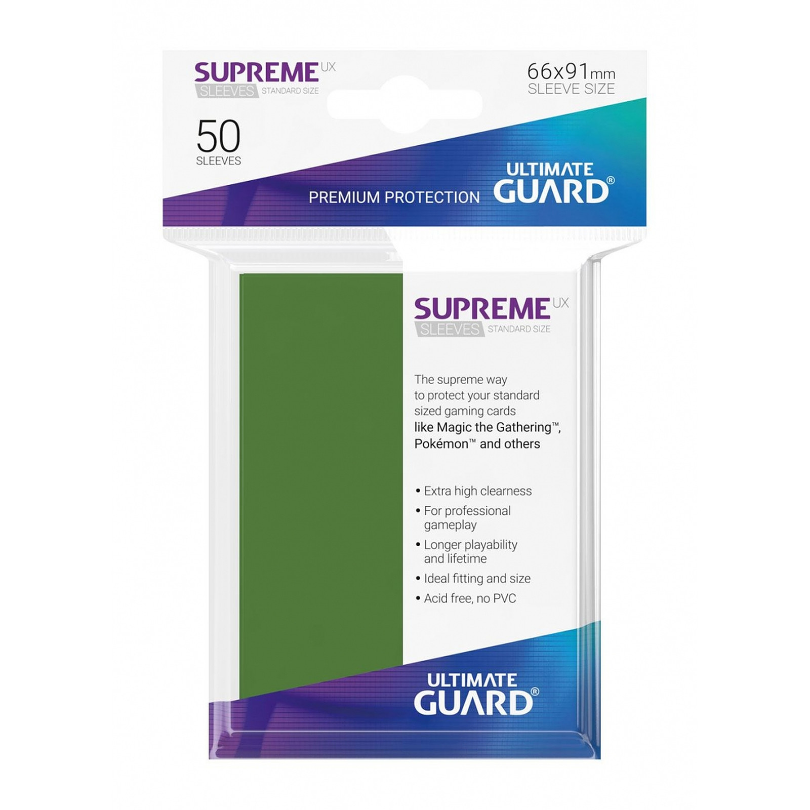 Ultimate Guard - 50 pochettes Supreme UX Sleeves taille standard Vert - Accessoire jeux Ultimate Guard