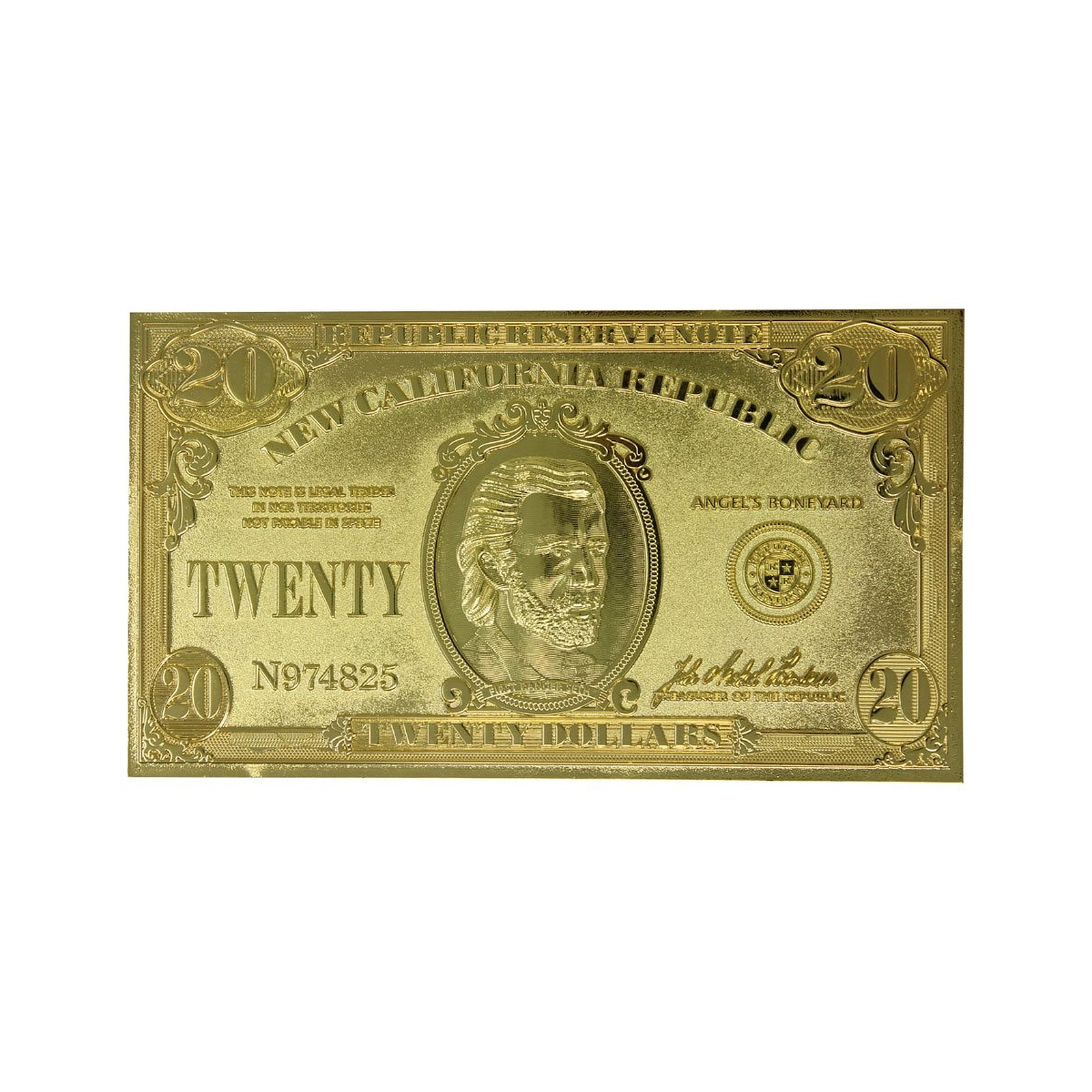 Fallout : New Vegas - Replique New California Republik 20 Dollar Bill (plaque or) - Figurines Fanattik