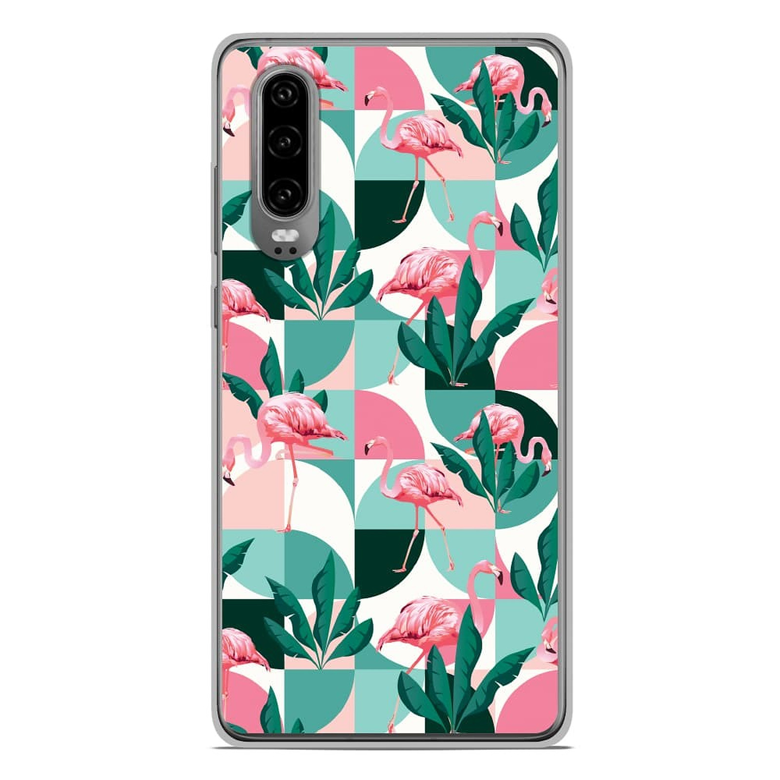 1001 Coques Coque silicone gel Huawei P30 motif Flamants Roses ge´ome´trique - Coque telephone 1001Coques