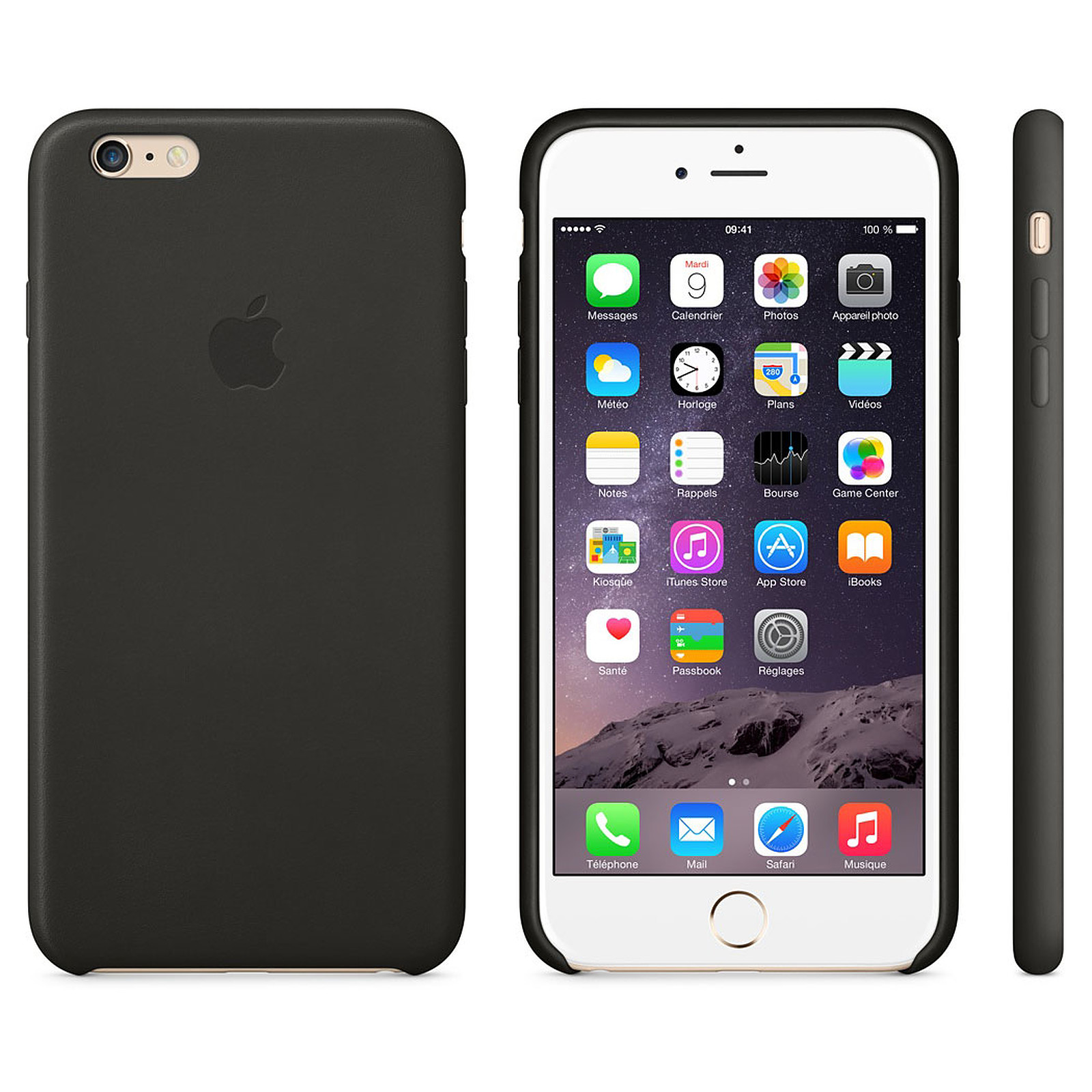 Apple Coque en cuir Noir iPhone 6 Plus - Coque telephone Apple