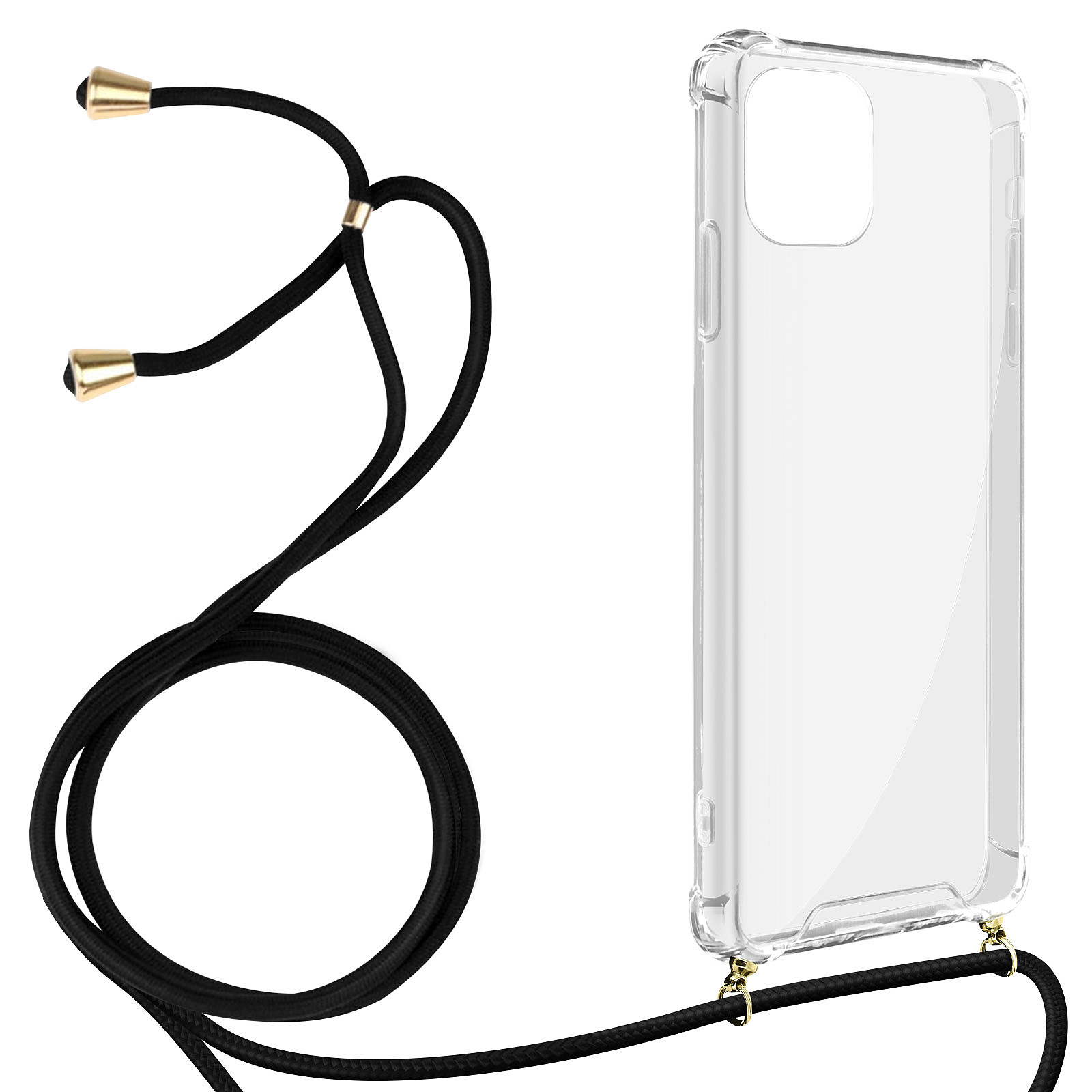 Avizar Coque Cordon pour iPhone 12 Pro Max Souple Lanière Tour de cou Nylon Transparente - Coque telephone Avizar