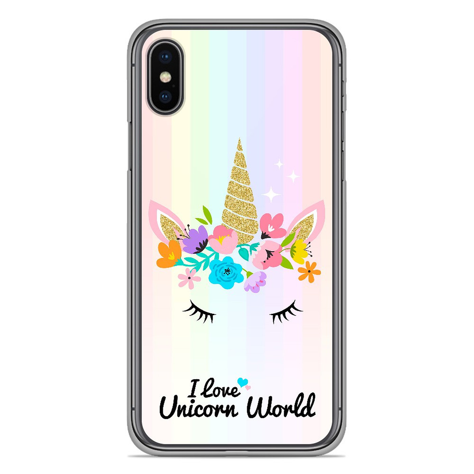 1001 Coques Coque silicone gel Apple iPhone X motif Unicorn World - Coque telephone 1001Coques