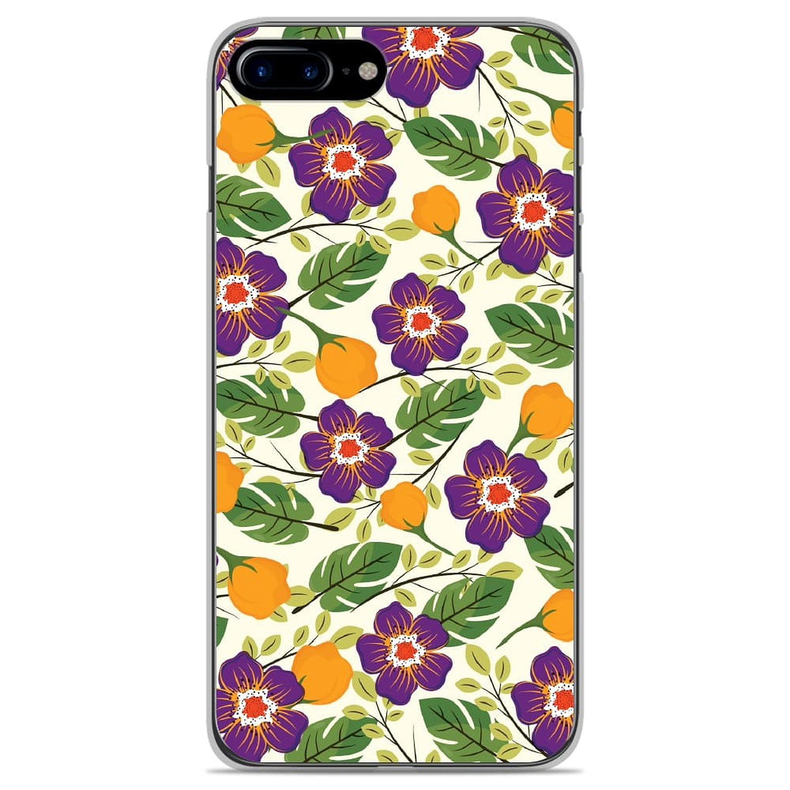 1001 Coques Coque silicone gel Apple iPhone 7 Plus motif Fleurs Violettes - Coque telephone 1001Coques
