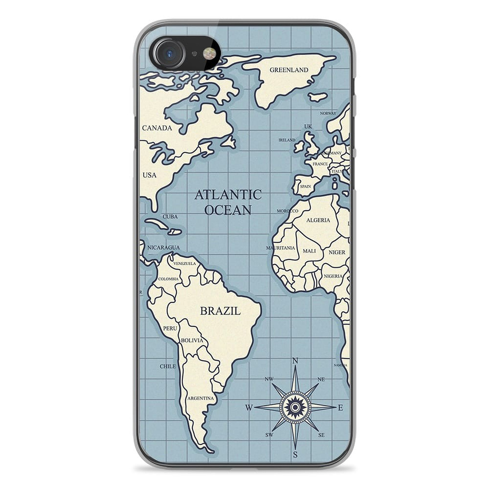 1001 Coques Coque silicone gel Apple iPhone SE 2020 motif Map vintage - Coque telephone 1001Coques