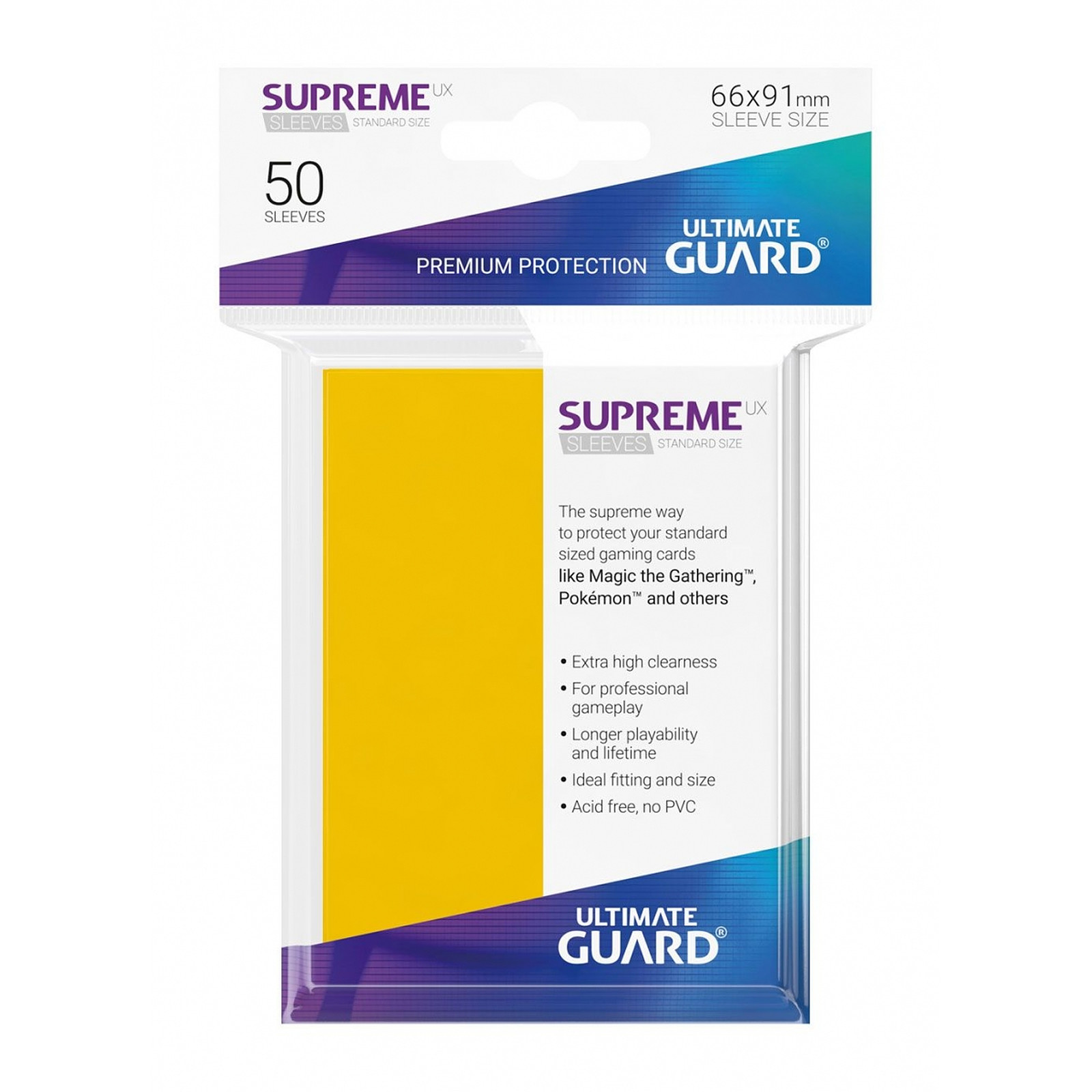 Ultimate Guard - 50 pochettes Supreme UX Sleeves taille standard Jaune - Accessoire jeux Ultimate Guard