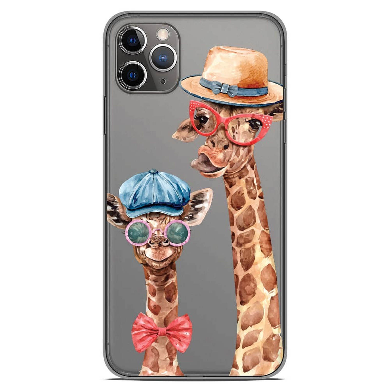 1001 Coques Coque silicone gel Apple iPhone 11 Pro Max motif Funny Girafe - Coque telephone 1001Coques