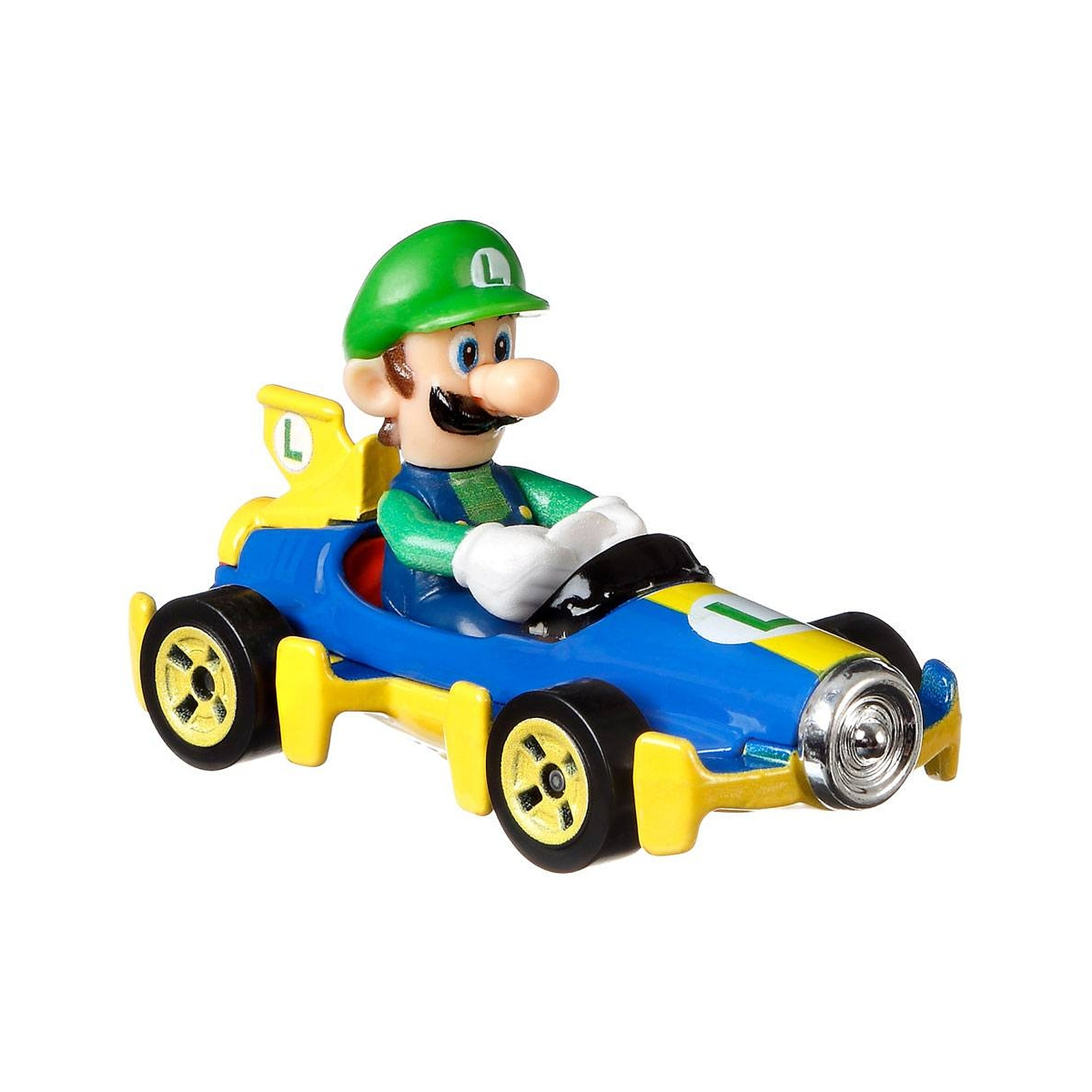 Super Mario Kart - Replique metal Hot Wheels 1/64 Luigi (Mach 8) 8 cm - Figurines Mattel