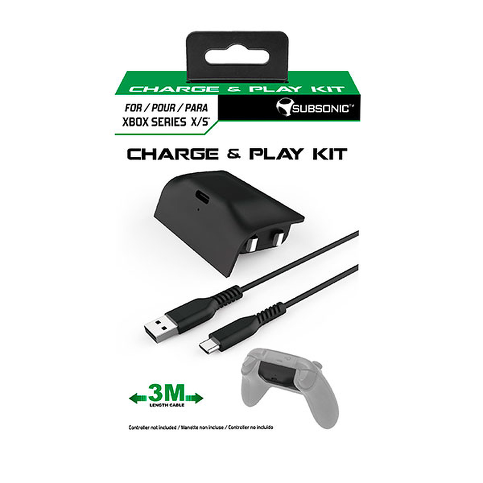 Subsonic Kit de charge Batterie et Cable USB C pour manette Xbox Series X - Accessoires Xbox Series Subsonic